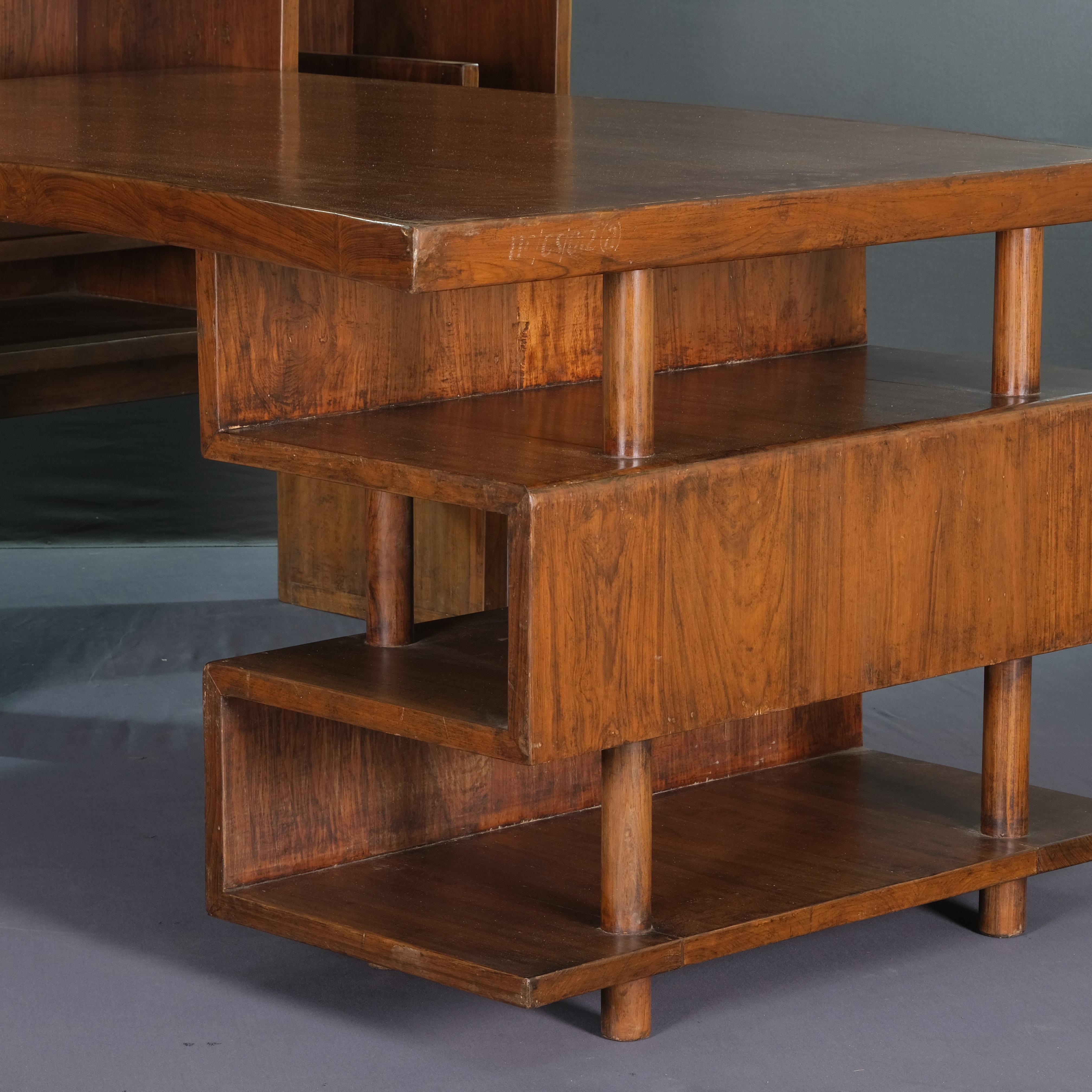 Indian Pierre Jeanneret PJ-BU-13-A High Court Desk / Authentic Mid-Century Modern For Sale