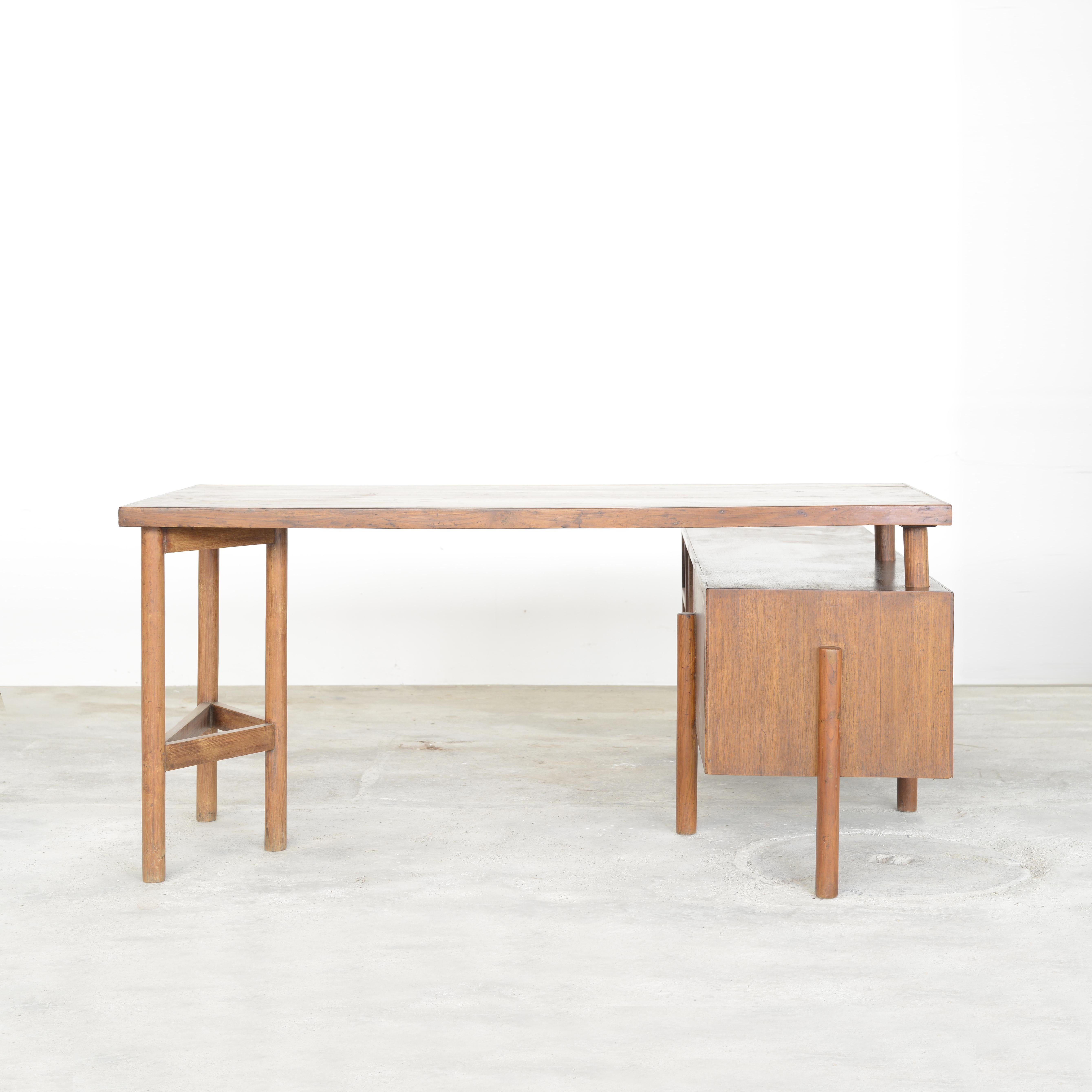20th Century Pierre Jeanneret PJ-BU-14-A Executive Desk / Authentic Mid-Century Modern For Sale