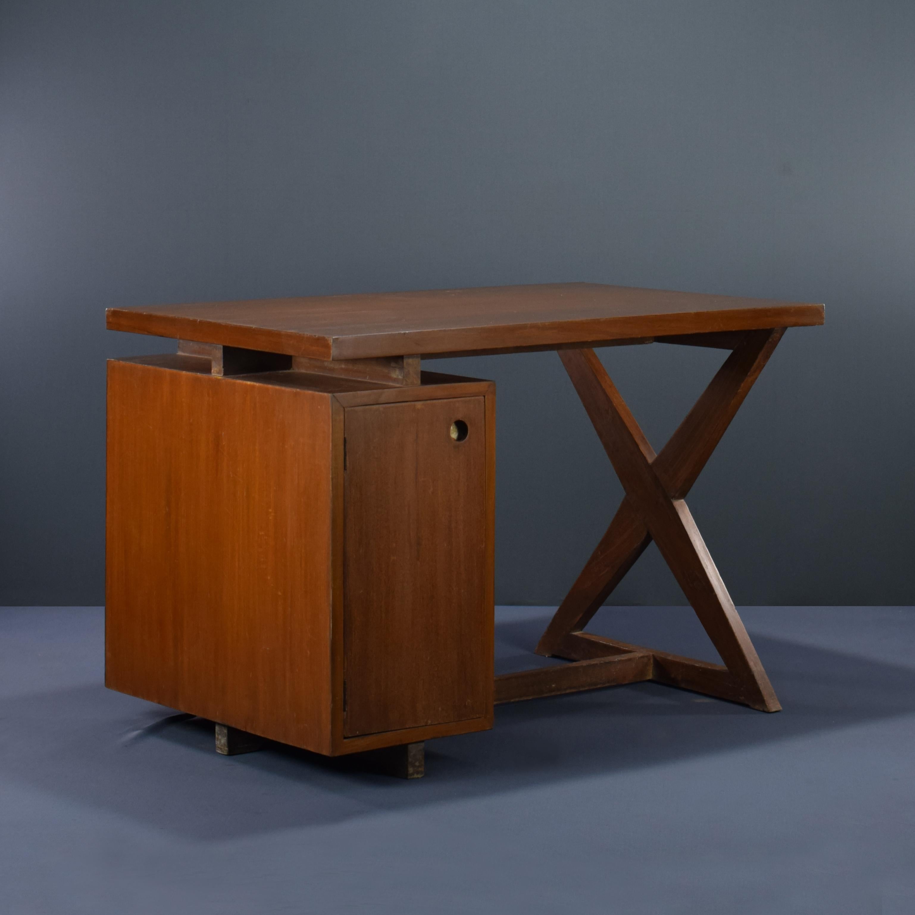Teak Pierre Jeanneret PJ-BU-19-A Administration Desk / Authentic Mid-Century Modern For Sale