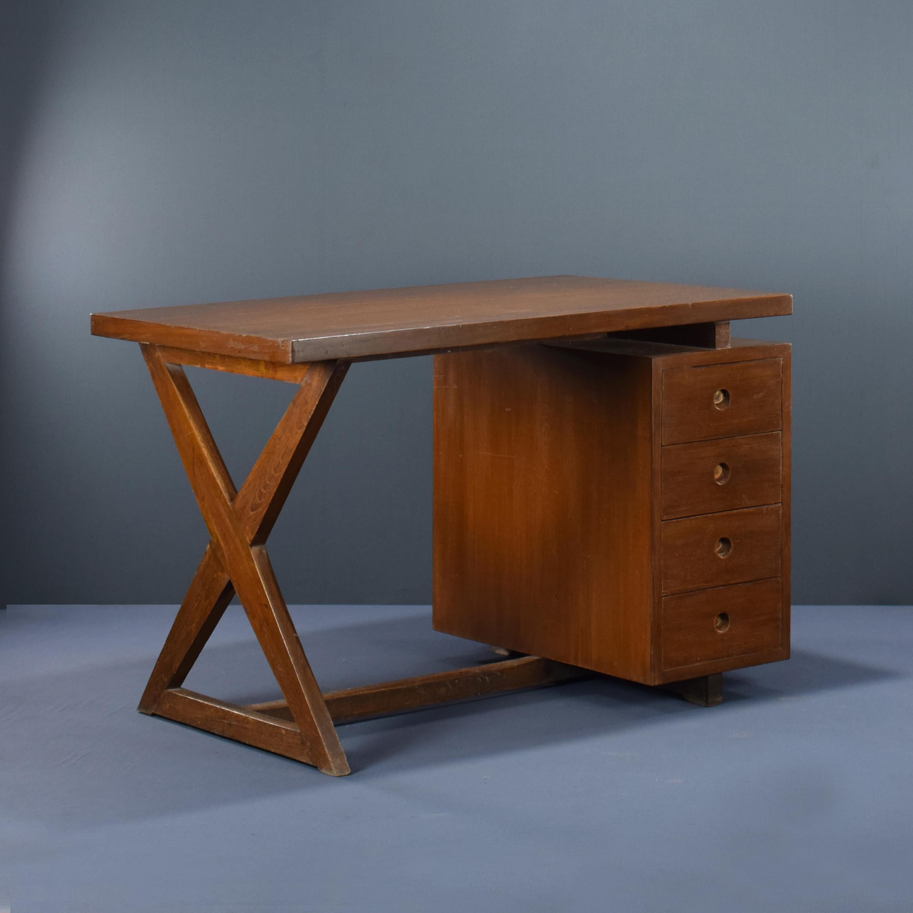 Indian Pierre Jeanneret PJ-BU-19-A Administration Desk / Authentic Mid-Century Modern For Sale