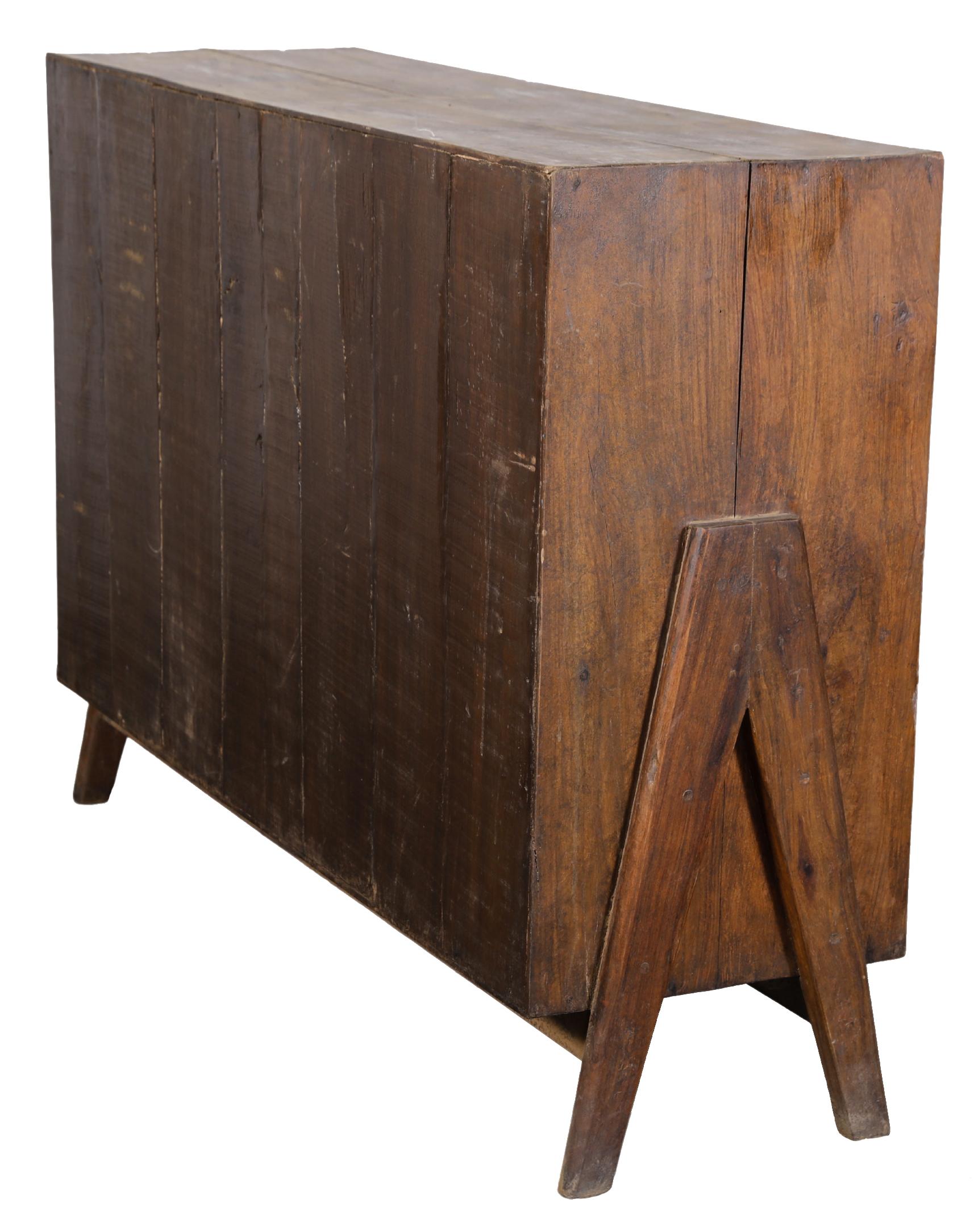Indian Pierre Jeanneret PJ-R-01-C Large Cabinet in Teak for the Chandigarh Project For Sale