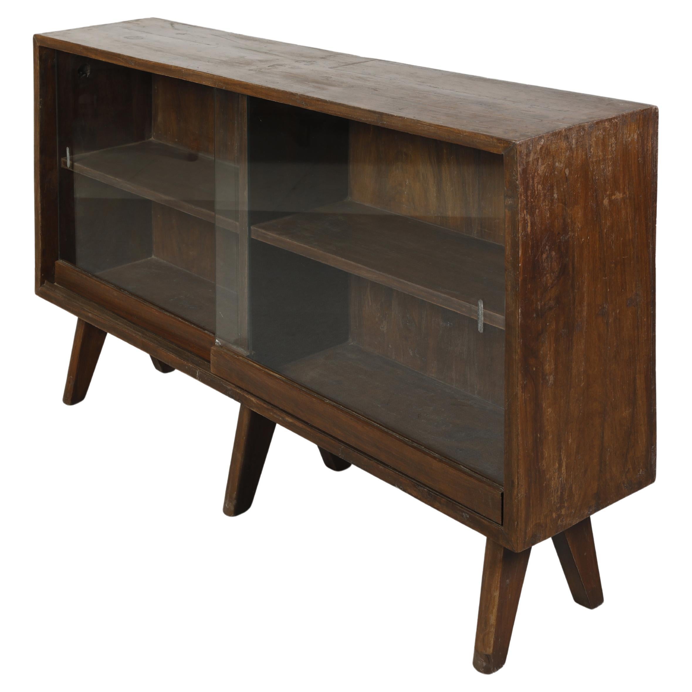 Pierre Jeanneret PJ-R-13-A Glass-Fronted Bookcase / Authentic Mid-Century Modern For Sale