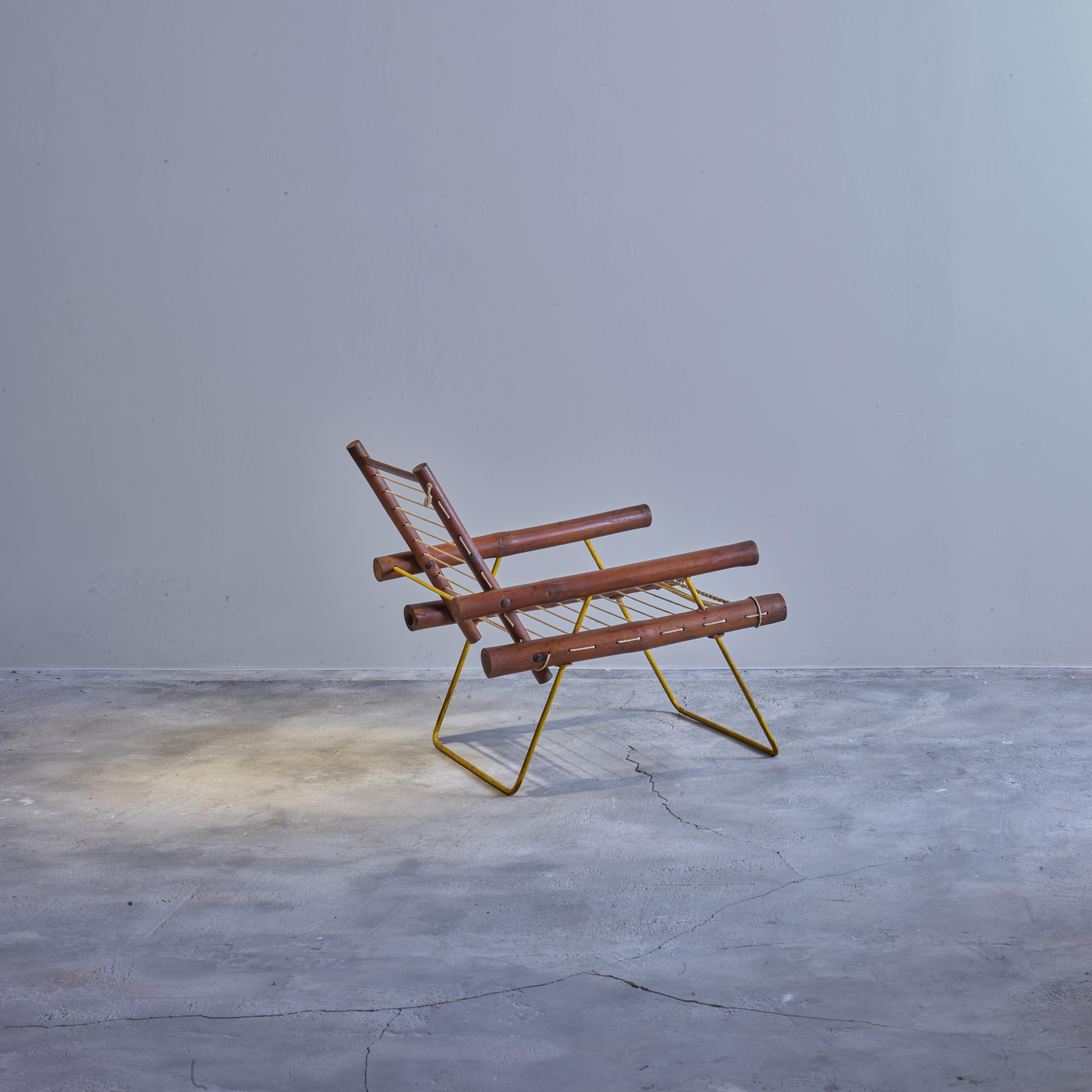 Milieu du XXe siècle Pierre Jeanneret PJ-SI-04-A Chaise en bambou, prototype précoce/moderne du milieu du siècle dernier en vente