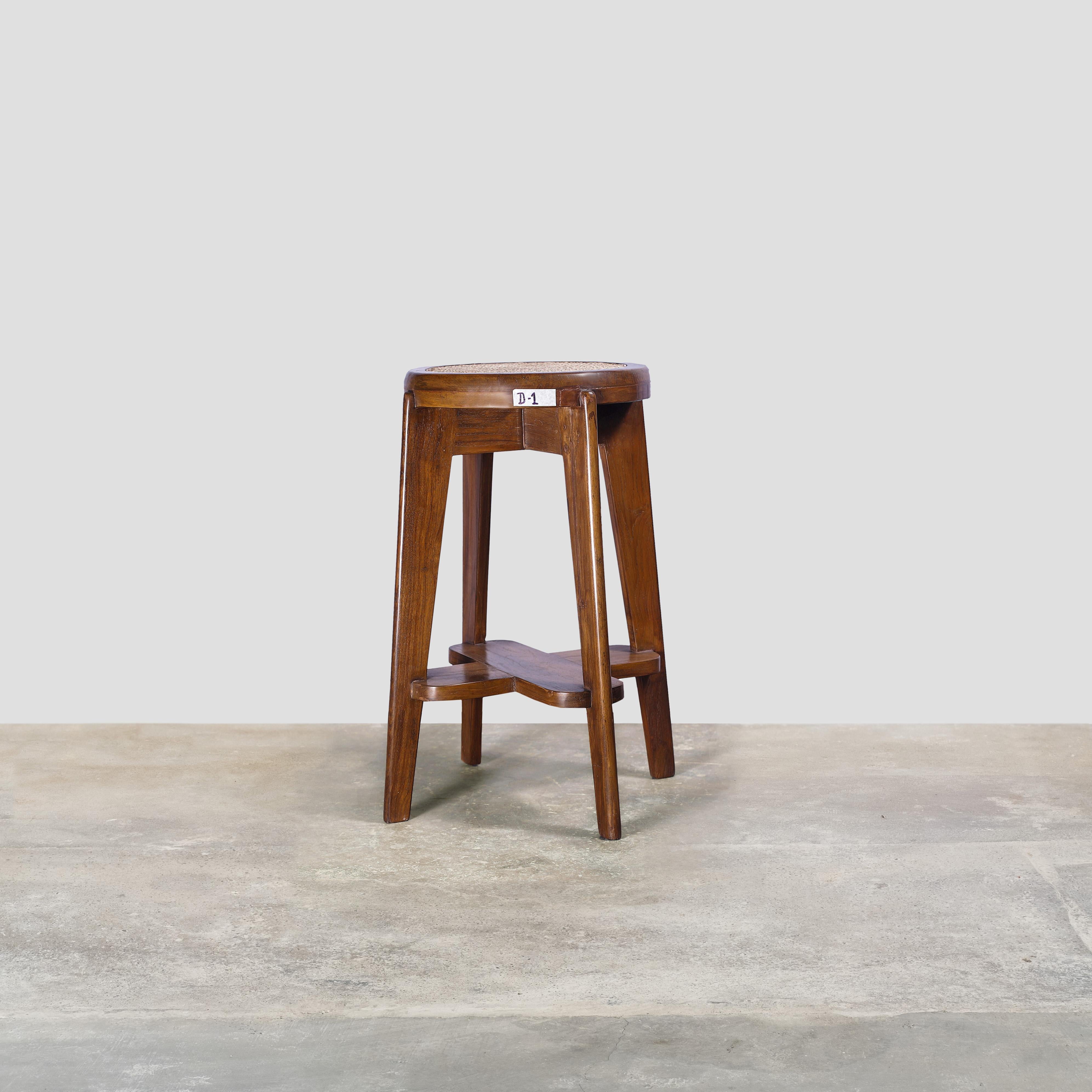 Indian Pierre Jeanneret PJ-SI-21-A High Stool / Authentic Mid-Century Modern For Sale
