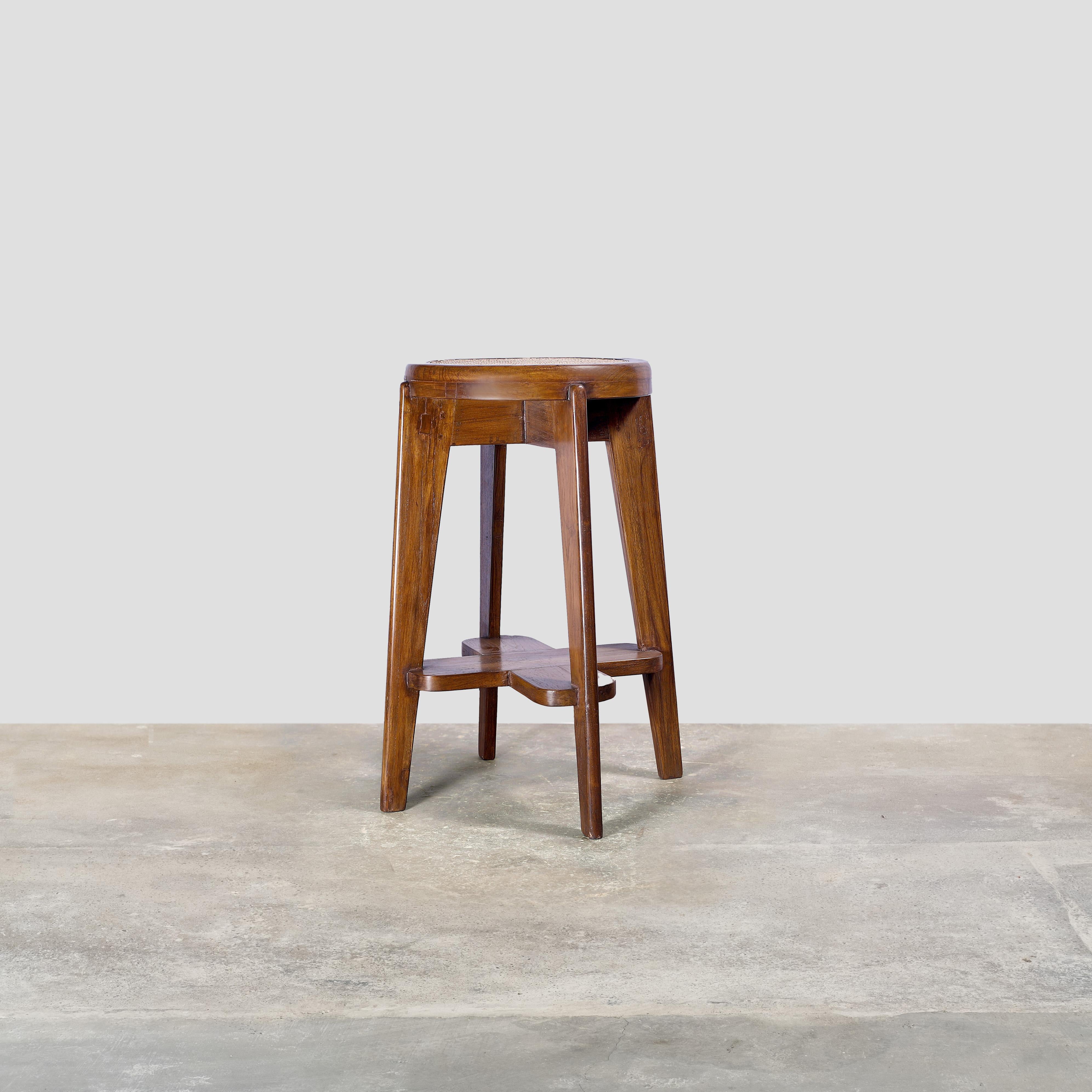 Indian Pierre Jeanneret PJ-SI-21-A Pair of High Stools / Authentic Mid-Century Modern For Sale