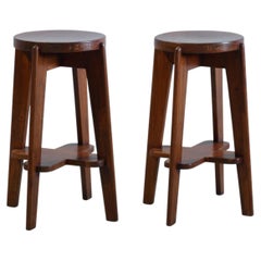 Pierre Jeanneret PJ-SI-21-C Stools Pair / Authentic Mid-Century Modern