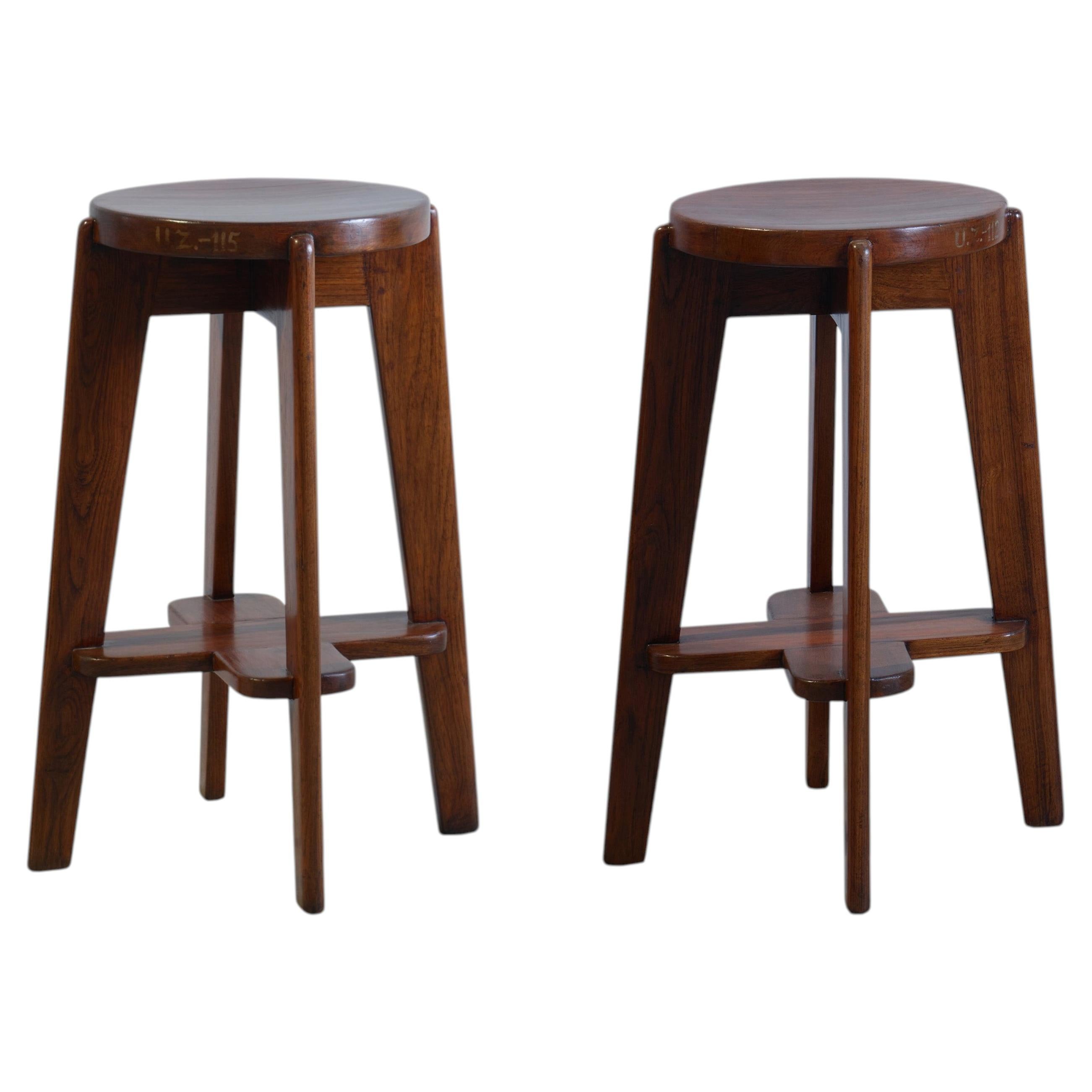 Pierre Jeanneret PJ-SI-21-C Stools Pair / Authentic Mid-Century Modern
