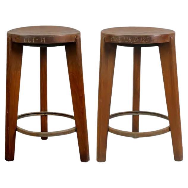 Pierre Jeanneret PJ-SI-22-A Pair of Stools / Authentic Mid-Century Modern For Sale