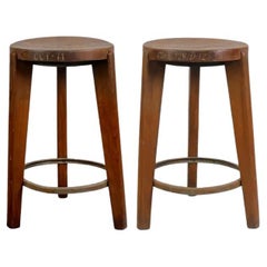 Pierre Jeanneret PJ-SI-22-A Pair of Stools / Authentic Mid-Century Modern