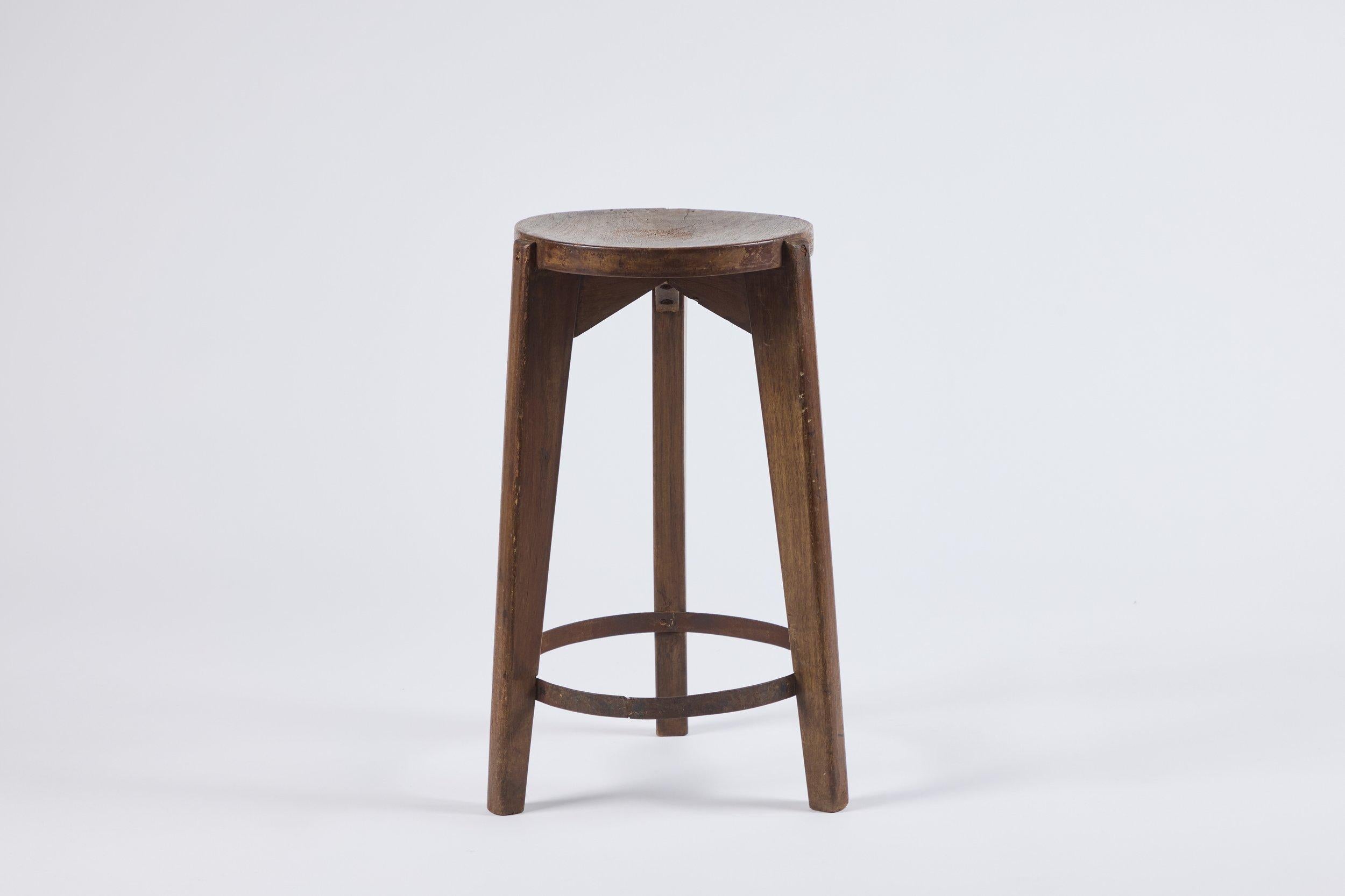 Indian Pierre Jeanneret PJ-SI-22-A Stool For Sale