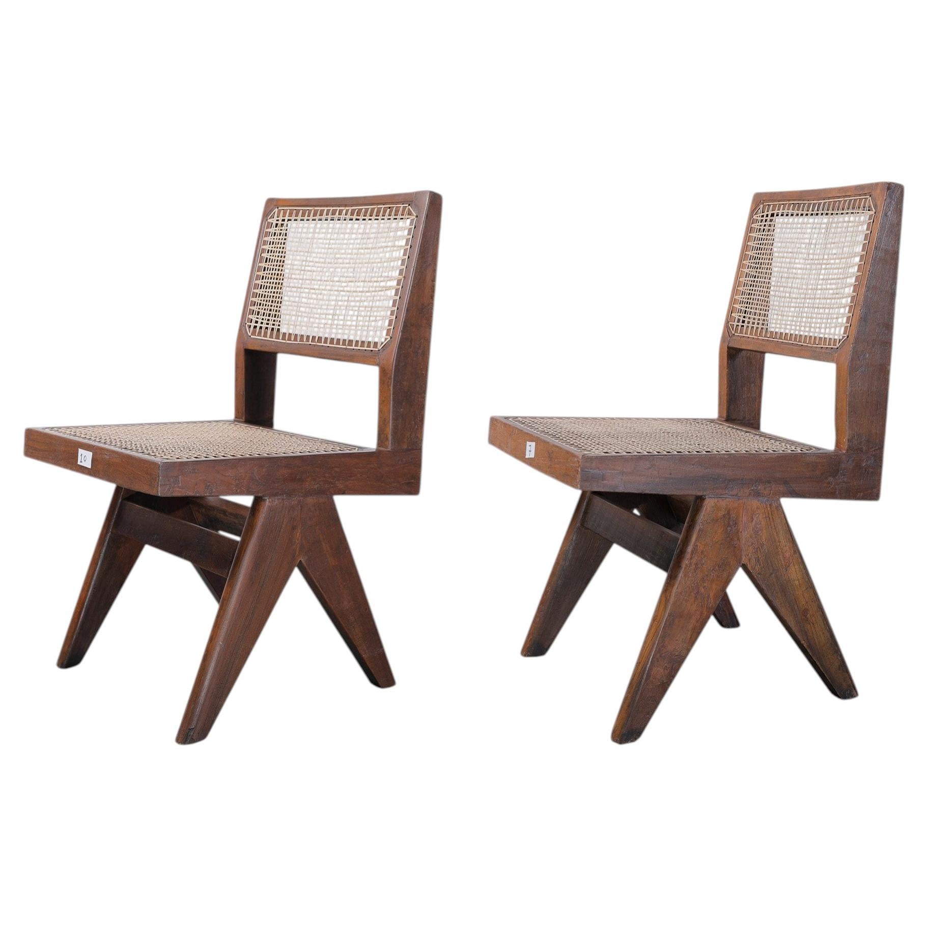 Pierre Jeanneret PJ-SI-25-A Pair of Chairs / Authentic Mid-Century Chandigarh