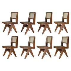 Pierre Jeanneret PJ-SI-25-A Set of 8 Chairs / Authentic Mid-Century Modern
