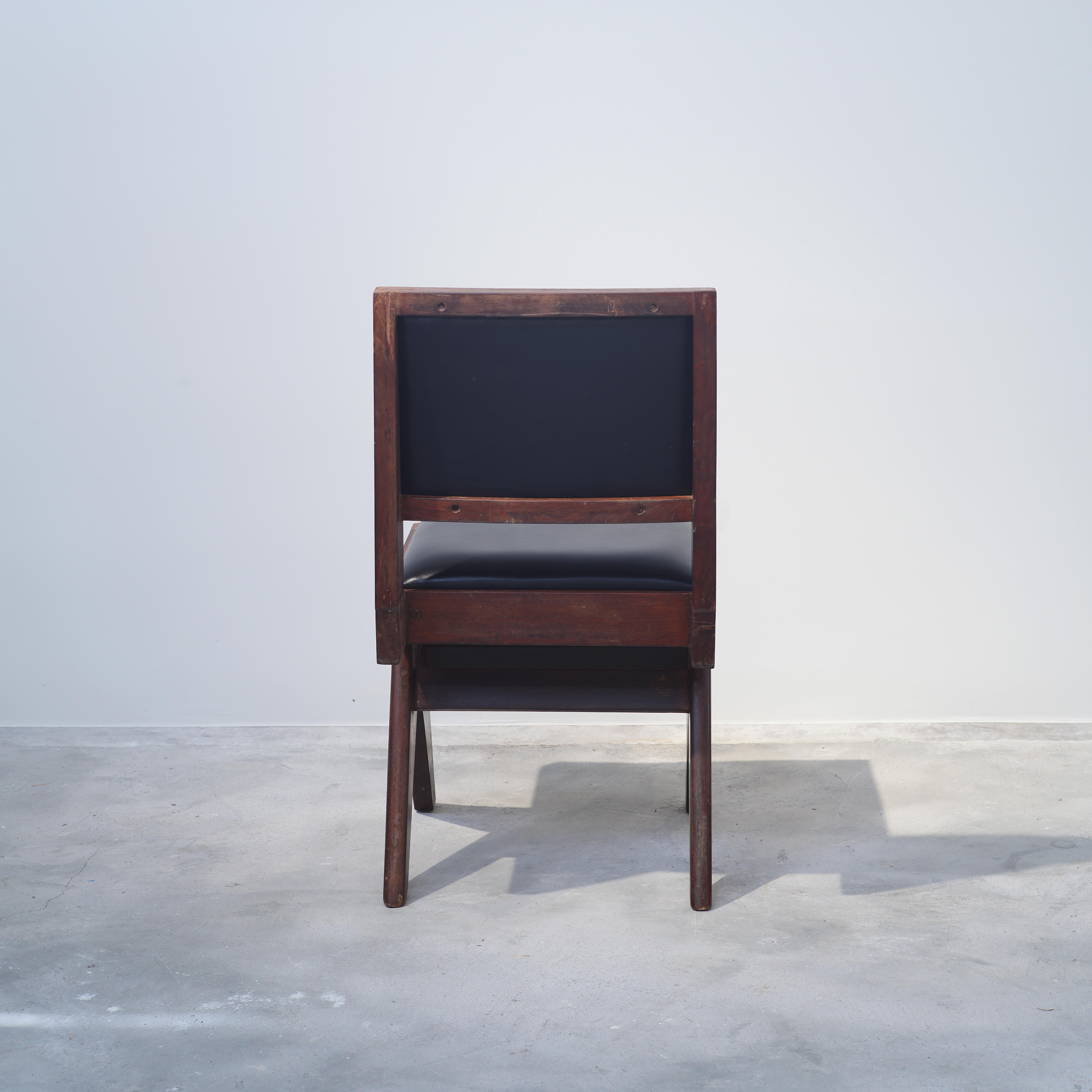 Pierre Jeanneret PJ-SI-25-E Silla de estudiante / Moderna auténtica de mediados de siglo Cuero en venta