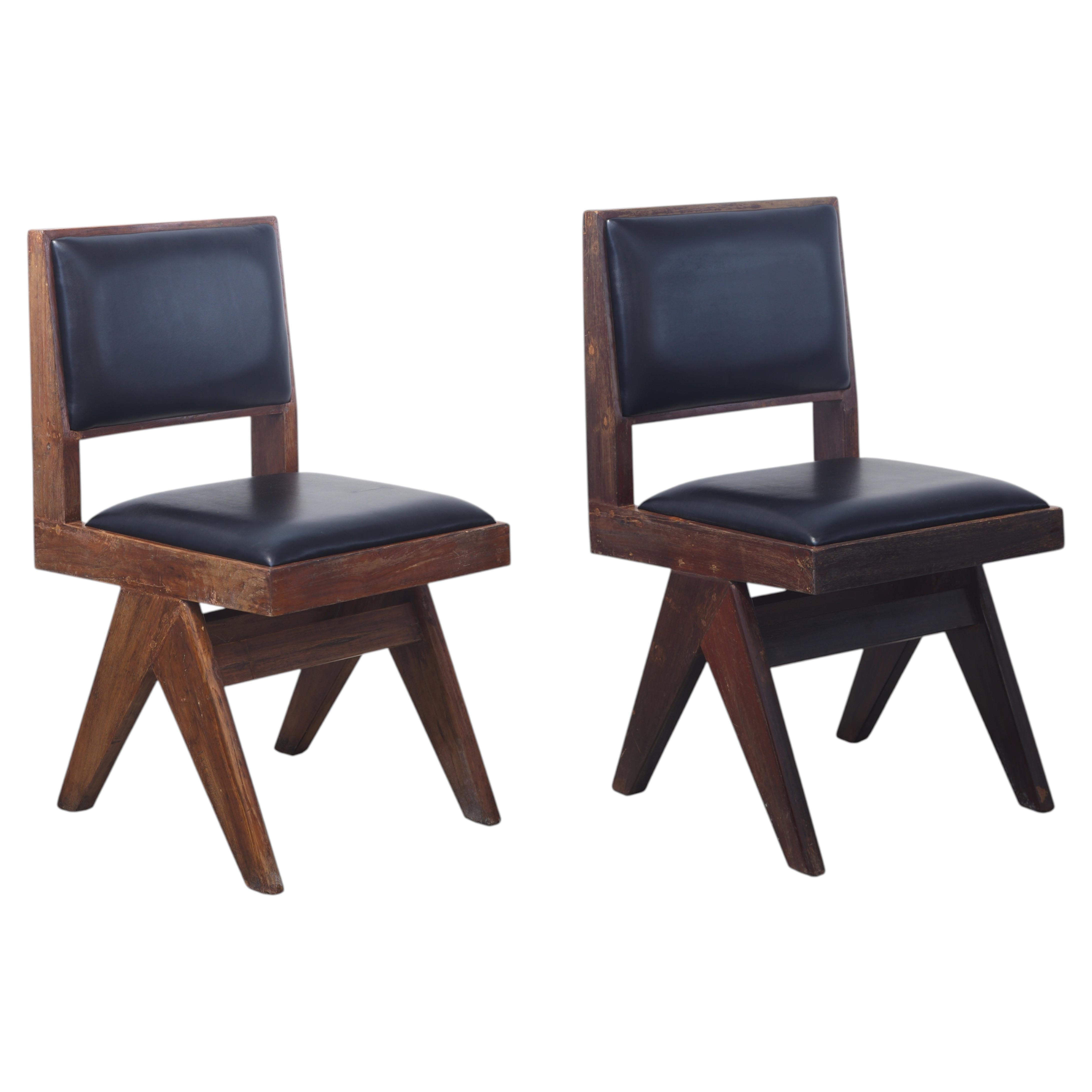 Pierre Jeanneret PJ-SI-25-E Student Chair Pair / Authentic Mid-Century Modern
