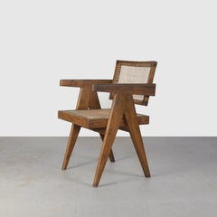 Pierre Jeanneret PJ-SI-28-A Cane Office Armchair / Authentic Mid-Century Modern