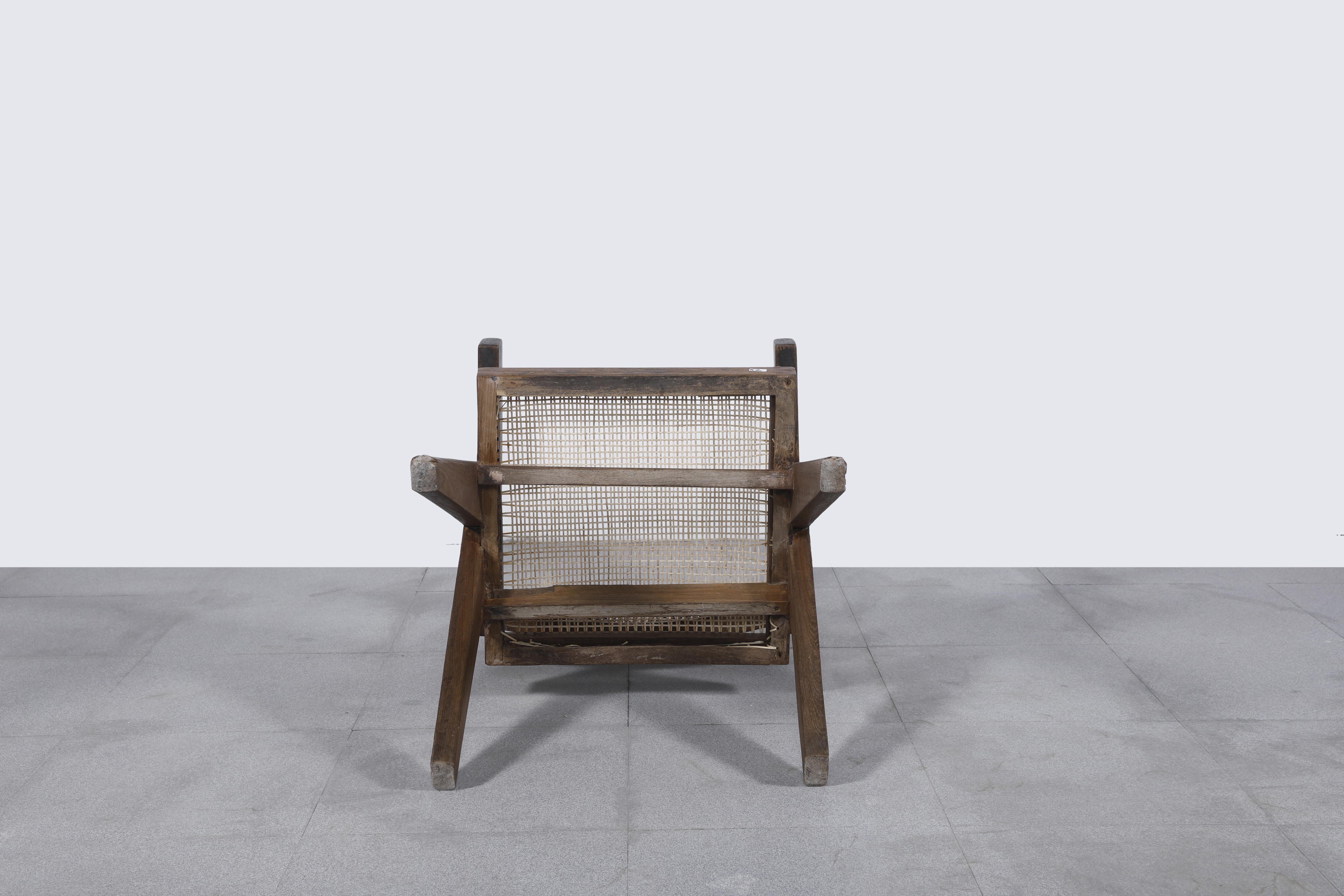 Mid-20th Century Pierre Jeanneret PJ-SI-28-A Cane Office Armchair / Authentic Mid-Century Modern