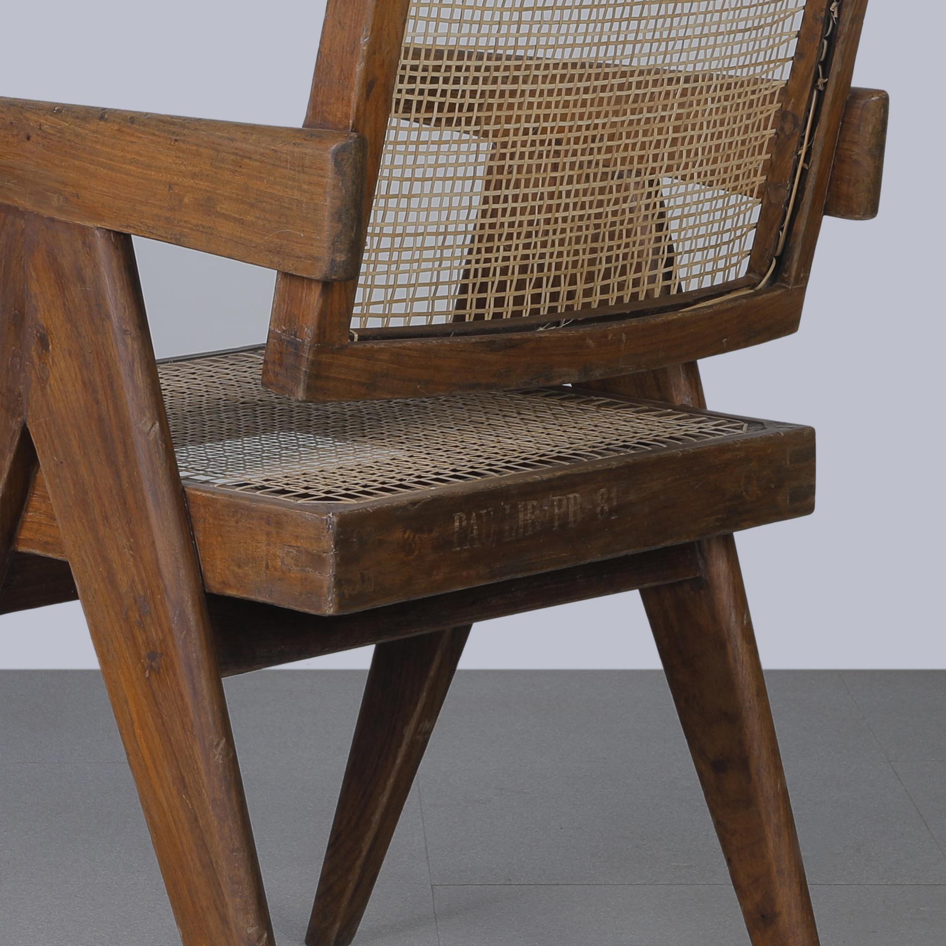 Pierre Jeanneret PJ-SI-28-A Cane Office Armchair / Authentic Mid-Century Modern For Sale 2