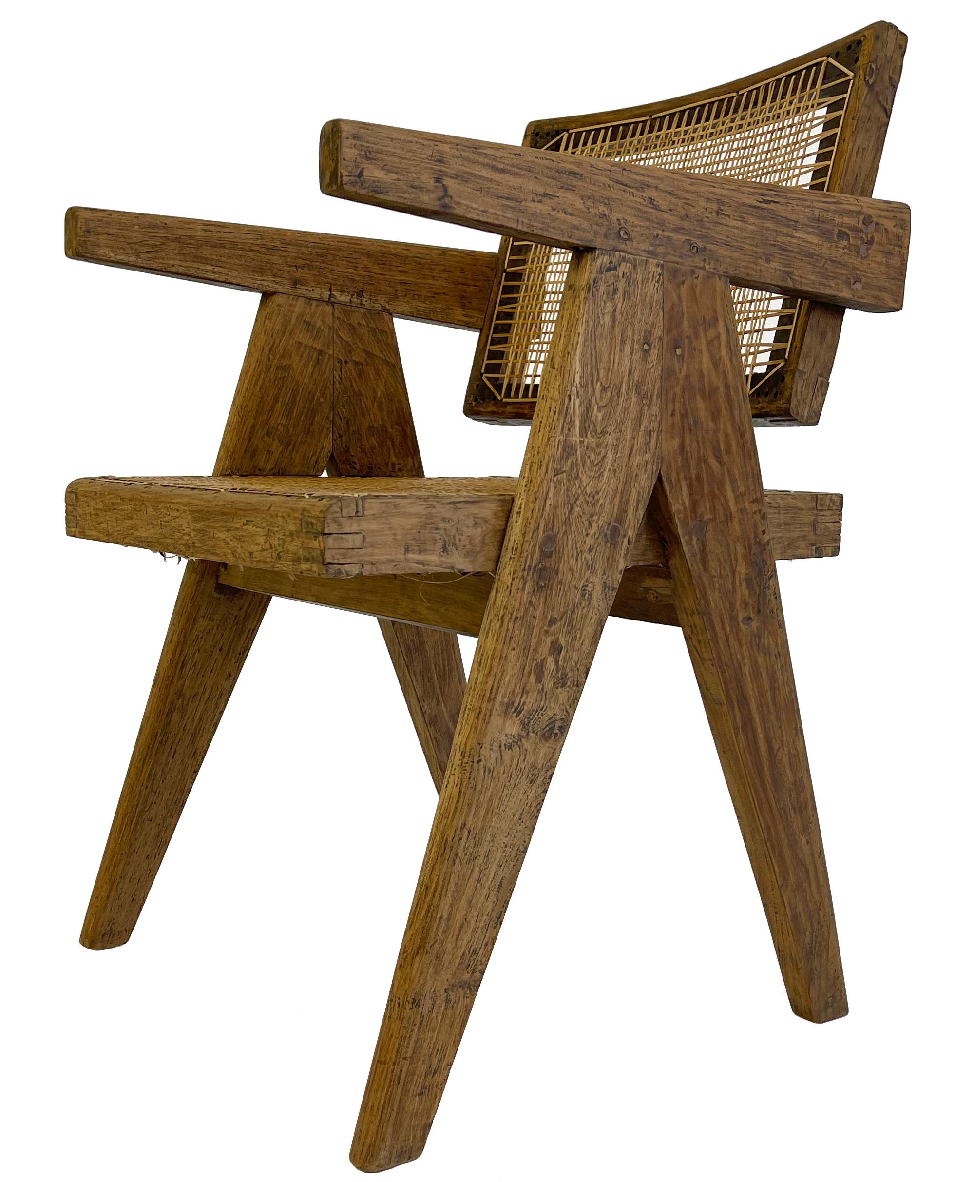 Indian Pierre Jeanneret PJ-SI-28-A Dining Chairs Set of 10 in Teak