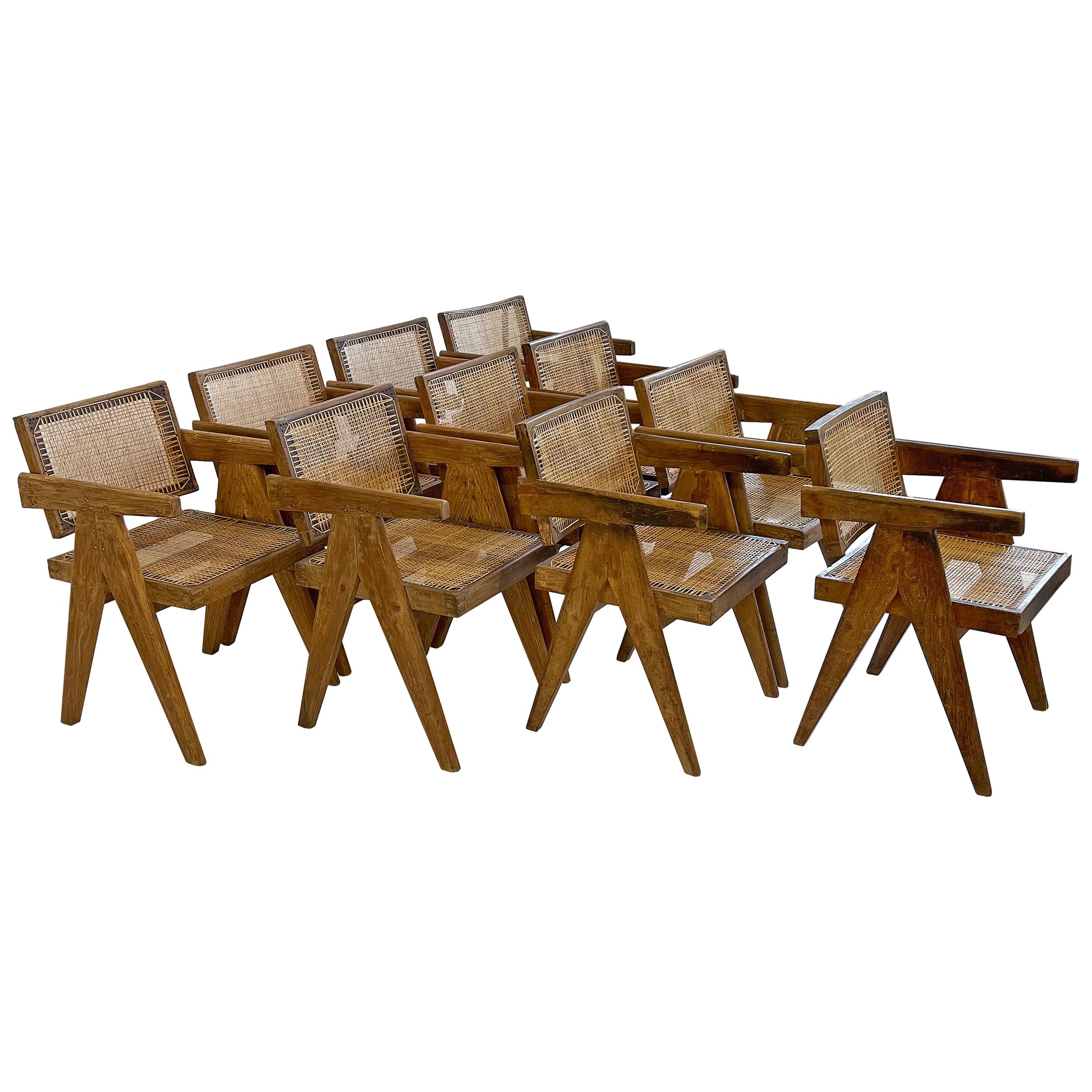 Pierre Jeanneret PJ-SI-28-A Dining Chairs Set of 10 in Teak