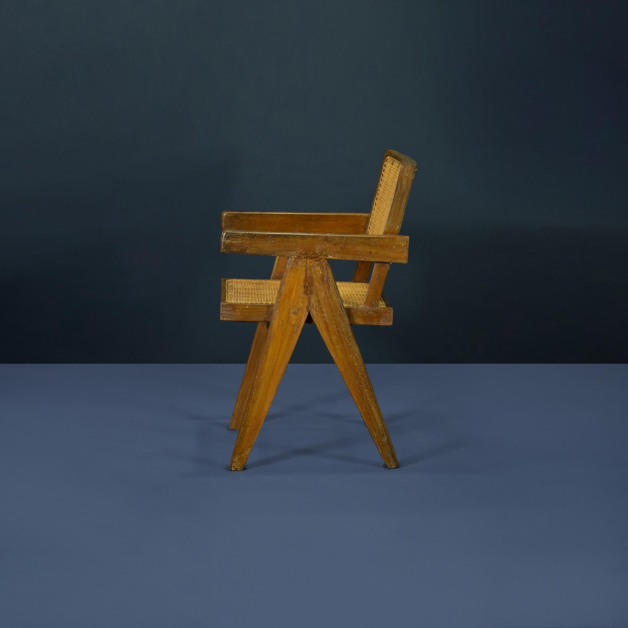 Pierre Jeanneret PJ-SI-28-B Sessel / Authentischer Mid-Century Modern Sessel (Gehstock) im Angebot