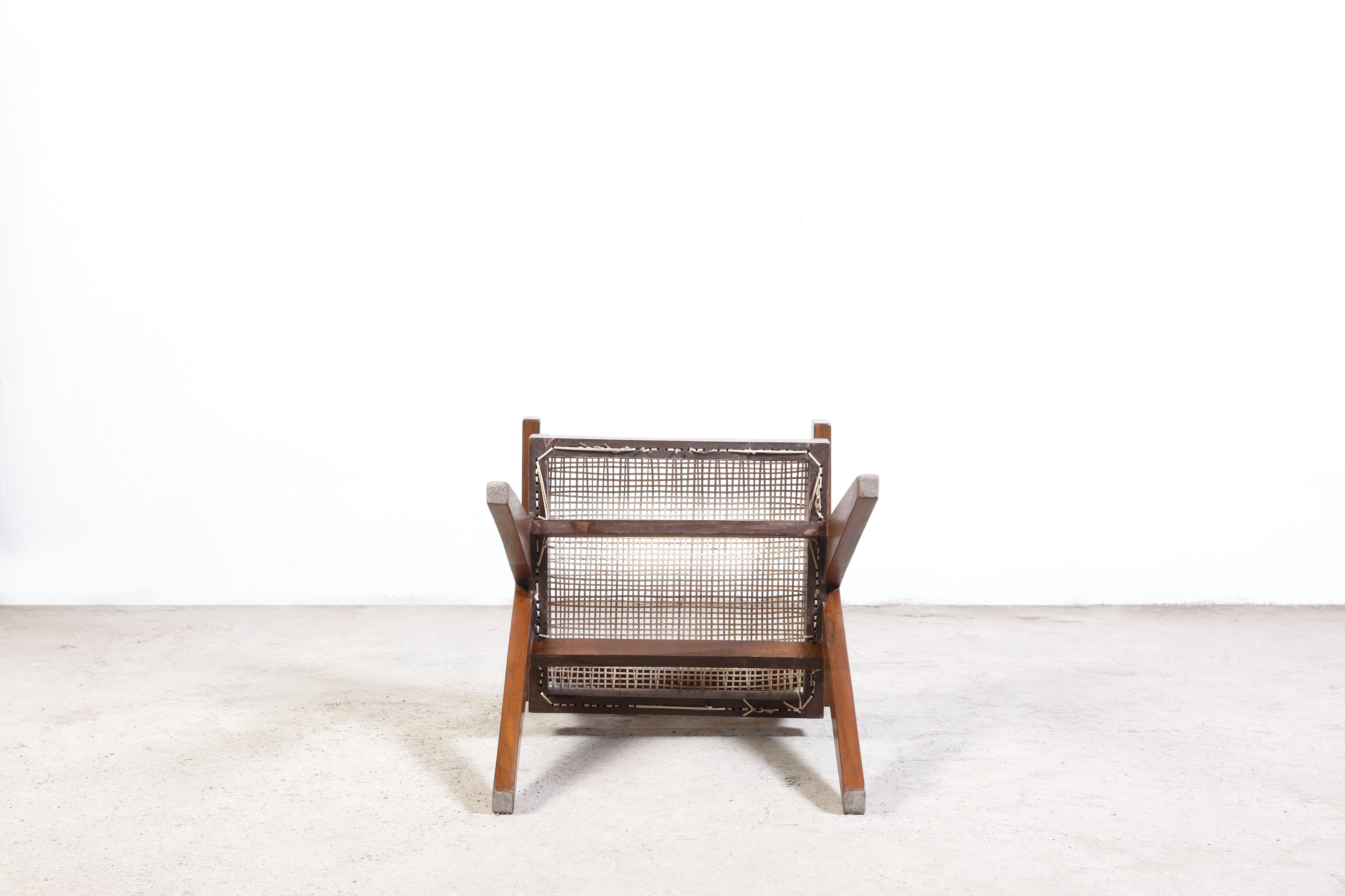 Mid-20th Century Pierre Jeanneret PJ-SI-28-B Office Cane Armchair/Authentic Mid-Century Modern For Sale