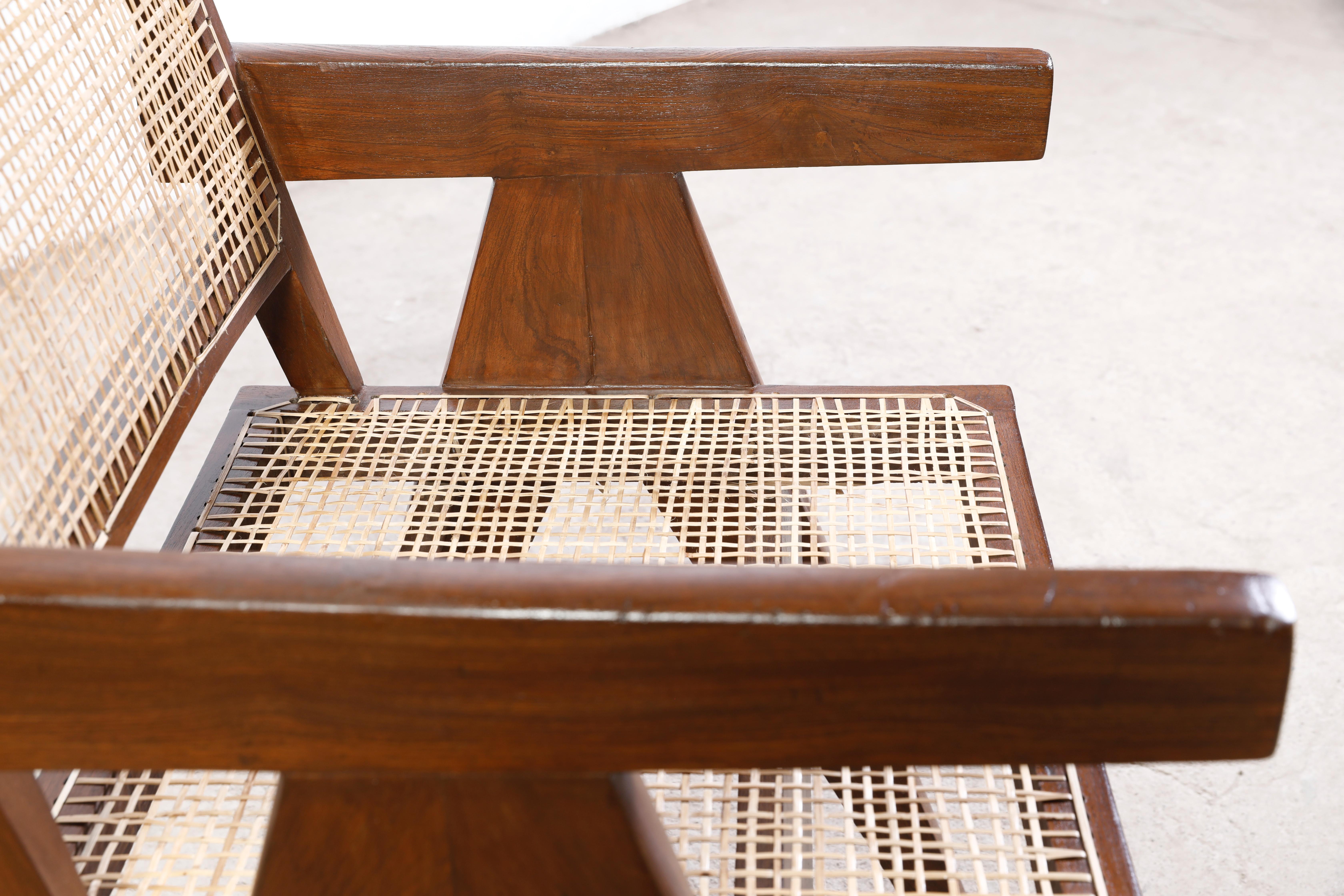 Pierre Jeanneret PJ-SI-28-B Office Cane Armchair/Authentic Mid-Century Modern For Sale 1