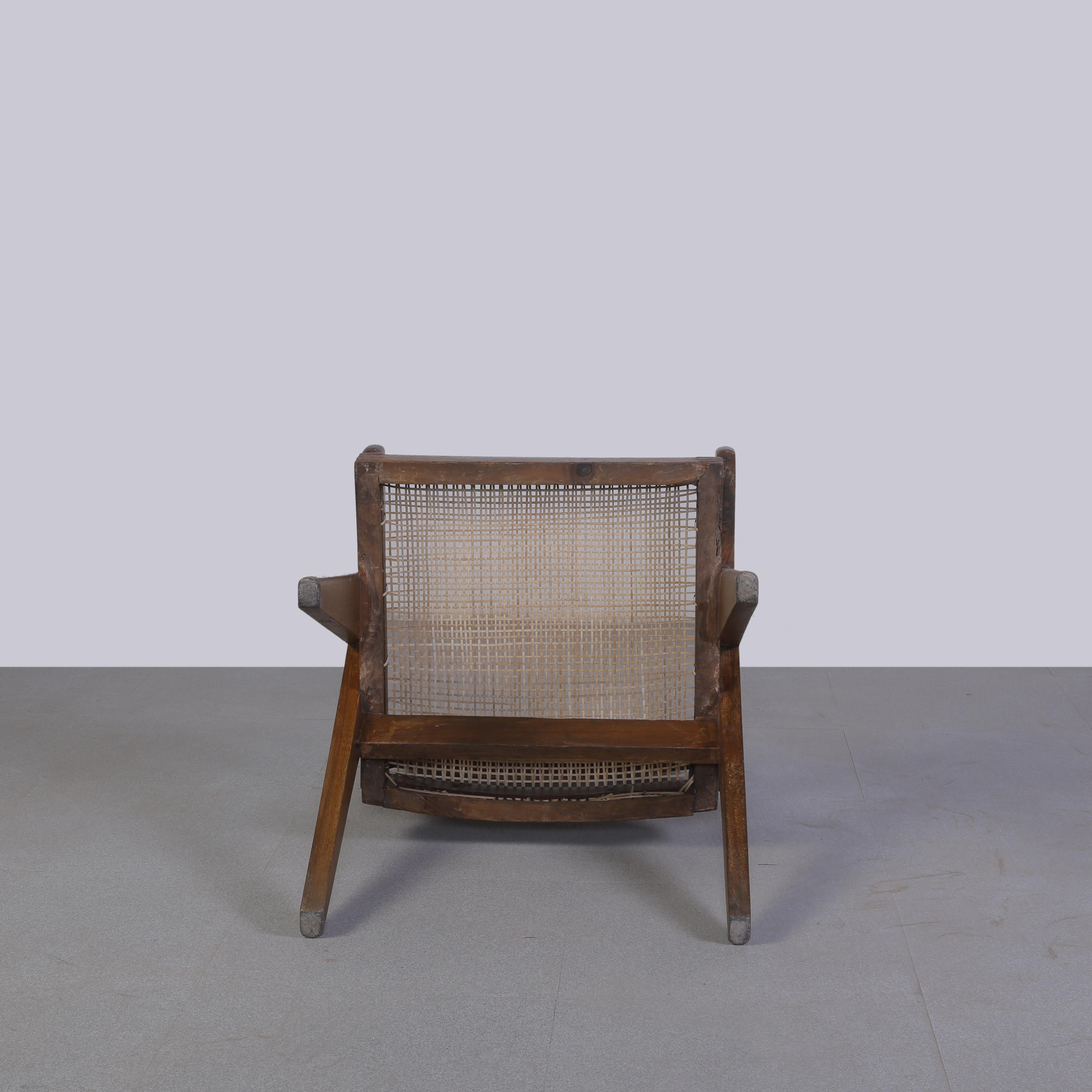 Mid-20th Century Pierre Jeanneret PJ-SI-28-B Office Cane Armchair/Authentic Mid-Century Modern For Sale