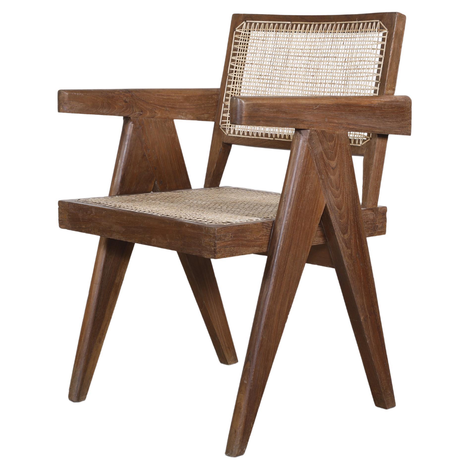 Pierre Jeanneret PJ-SI-28-B Office Cane Armchair/Authentic Mid-Century  Modern For Sale at 1stDibs