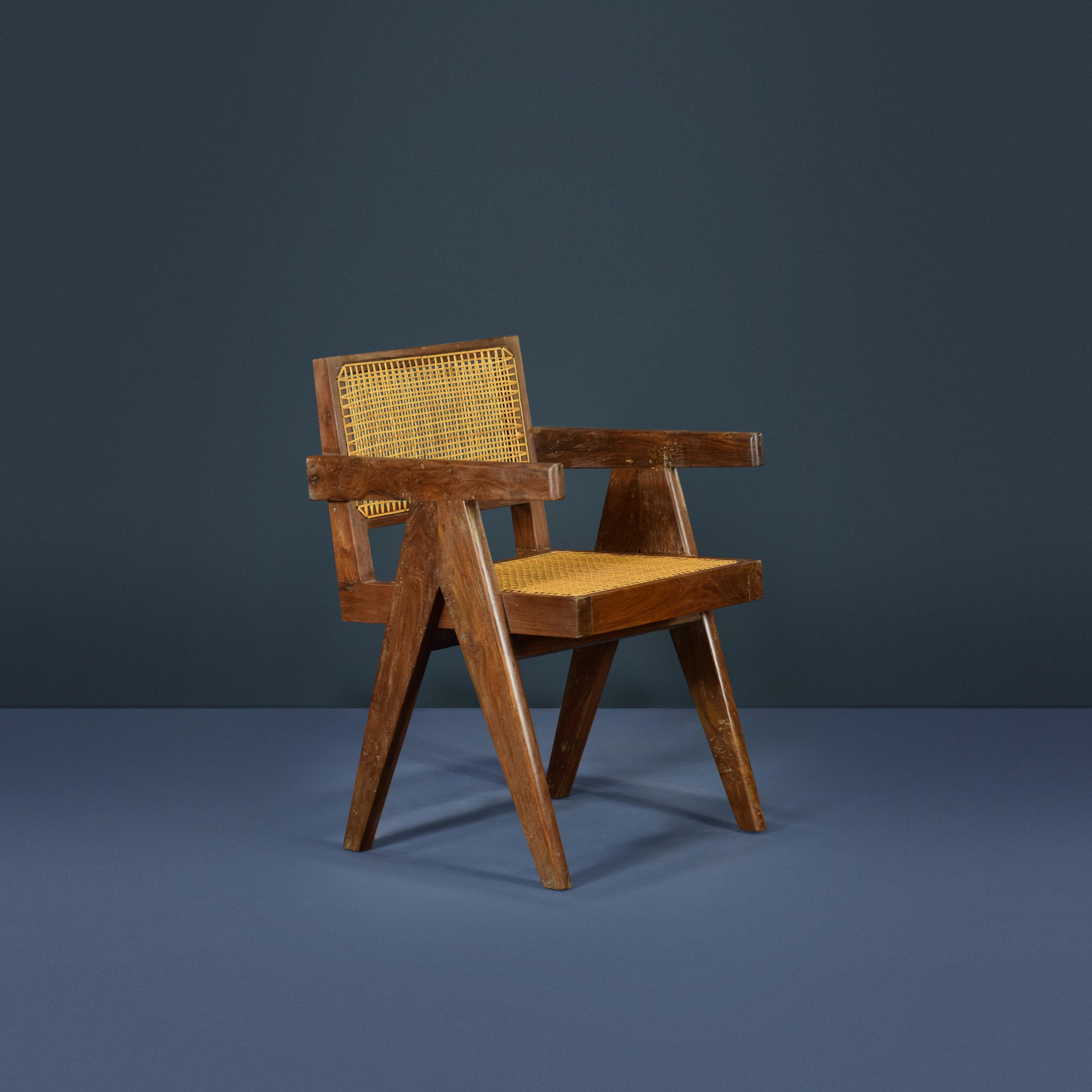 Pierre Jeanneret PJ-SI-28-D Office Armchair / Authentic Mid-Century Modern In Good Condition For Sale In Zürich, CH
