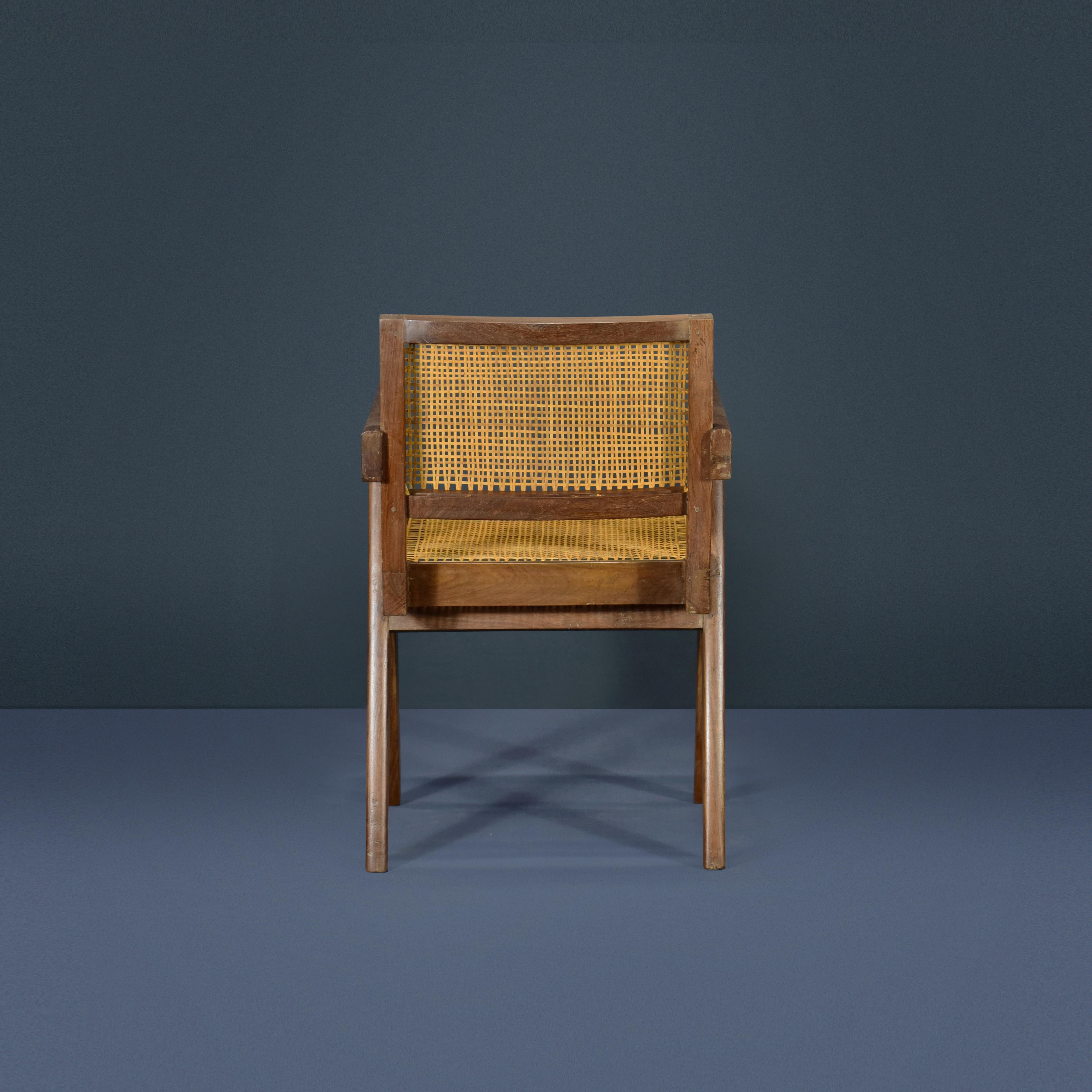 Cane Pierre Jeanneret PJ-SI-28-D Office Armchair / Authentic Mid-Century Modern For Sale