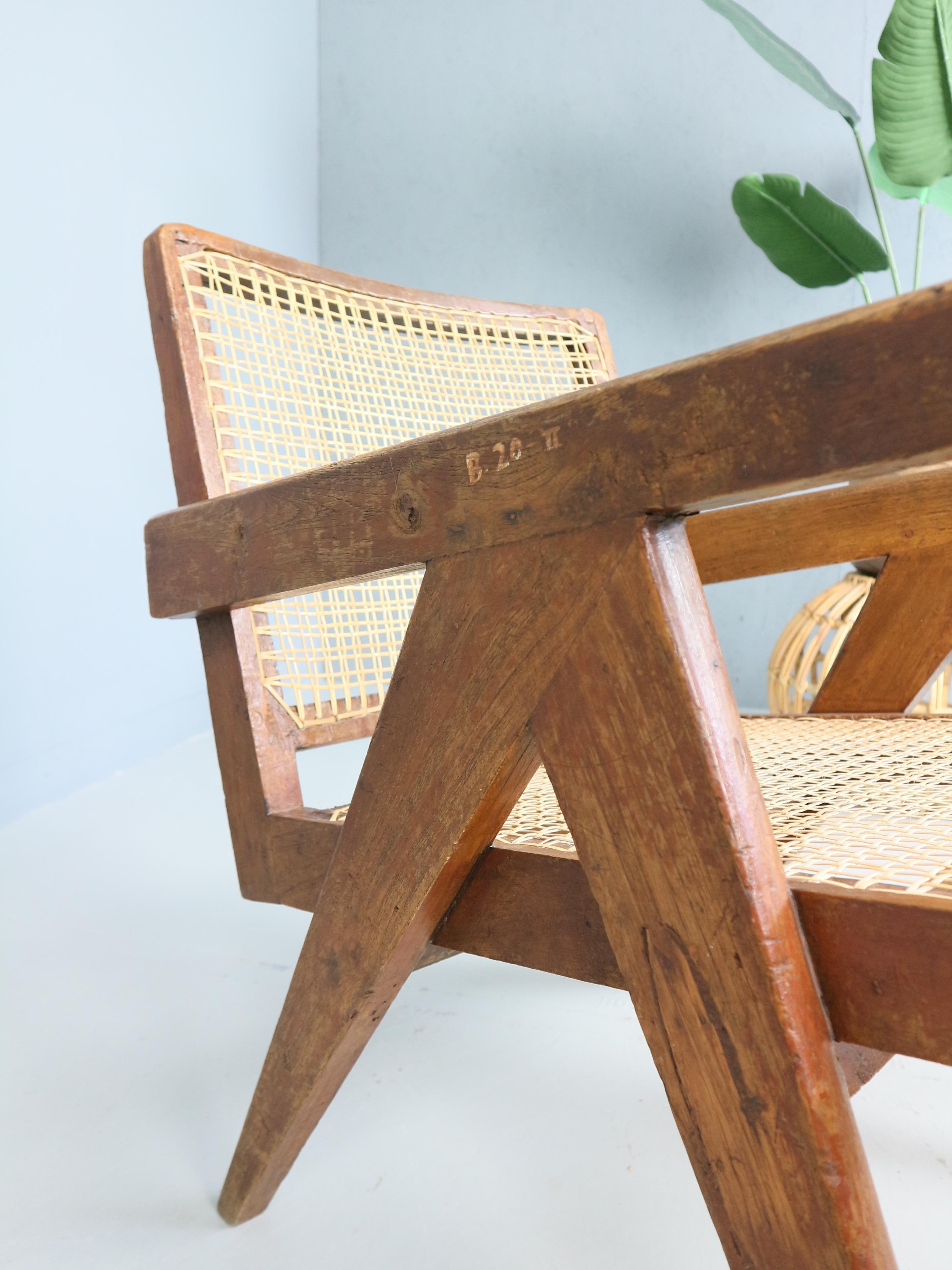 Pierre Jeanneret PJ-SI-29-A Easy Cane Chair / Authentique Mid-Century Modern 1950s en vente 11