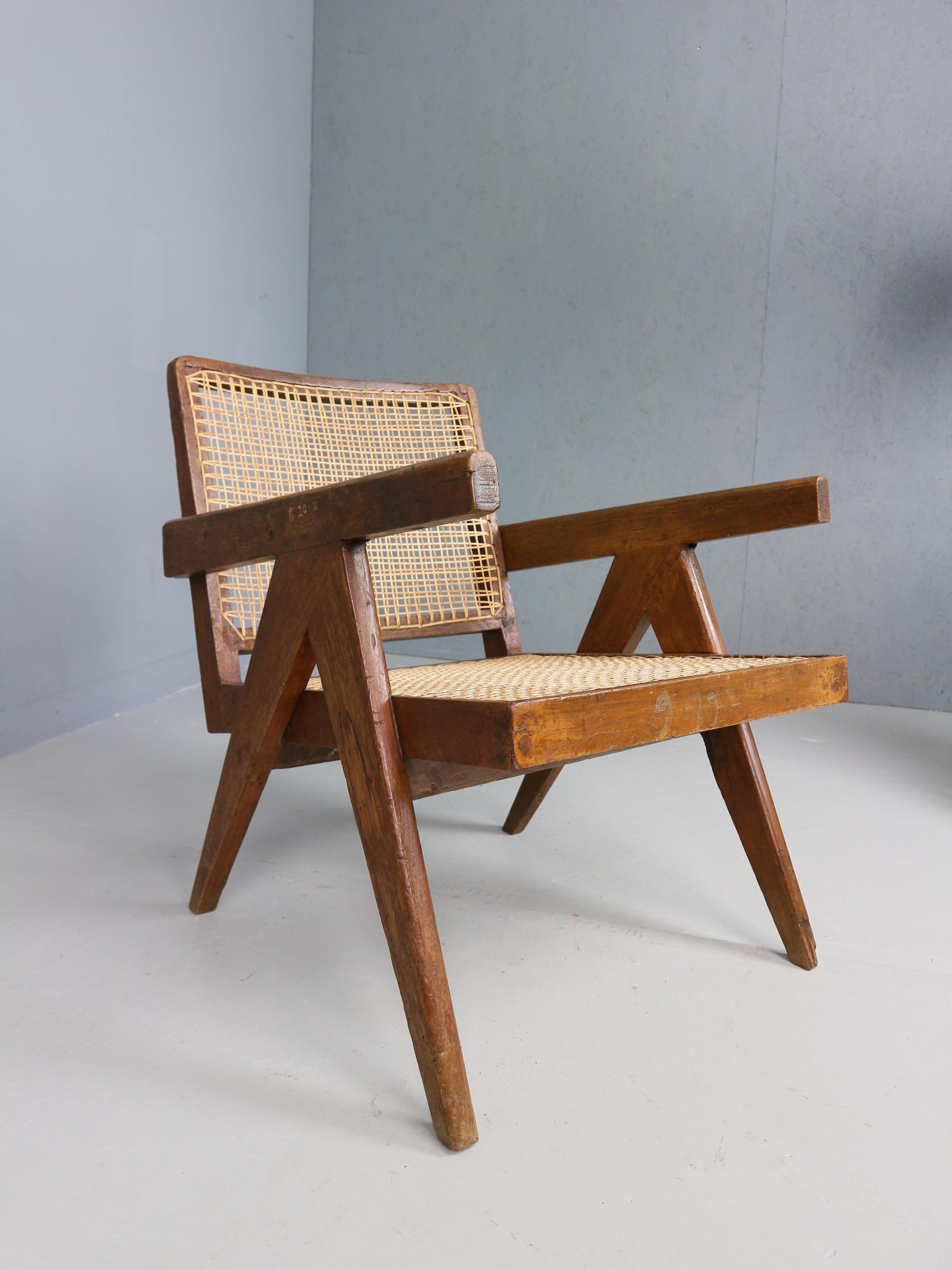 Pierre Jeanneret PJ-SI-29-A Easy Cane Chair / Authentique Mid-Century Modern 1950s en vente 13