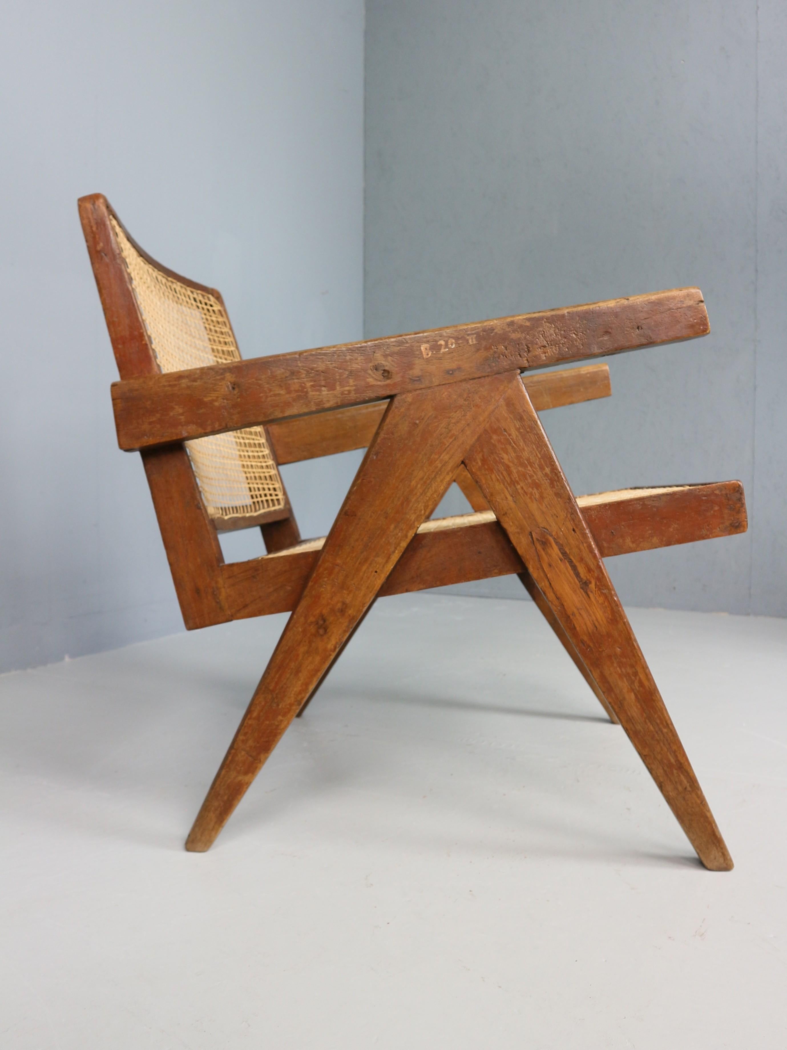 Pierre Jeanneret PJ-SI-29-A Easy Cane Chair / Authentique Mid-Century Modern 1950s en vente 14