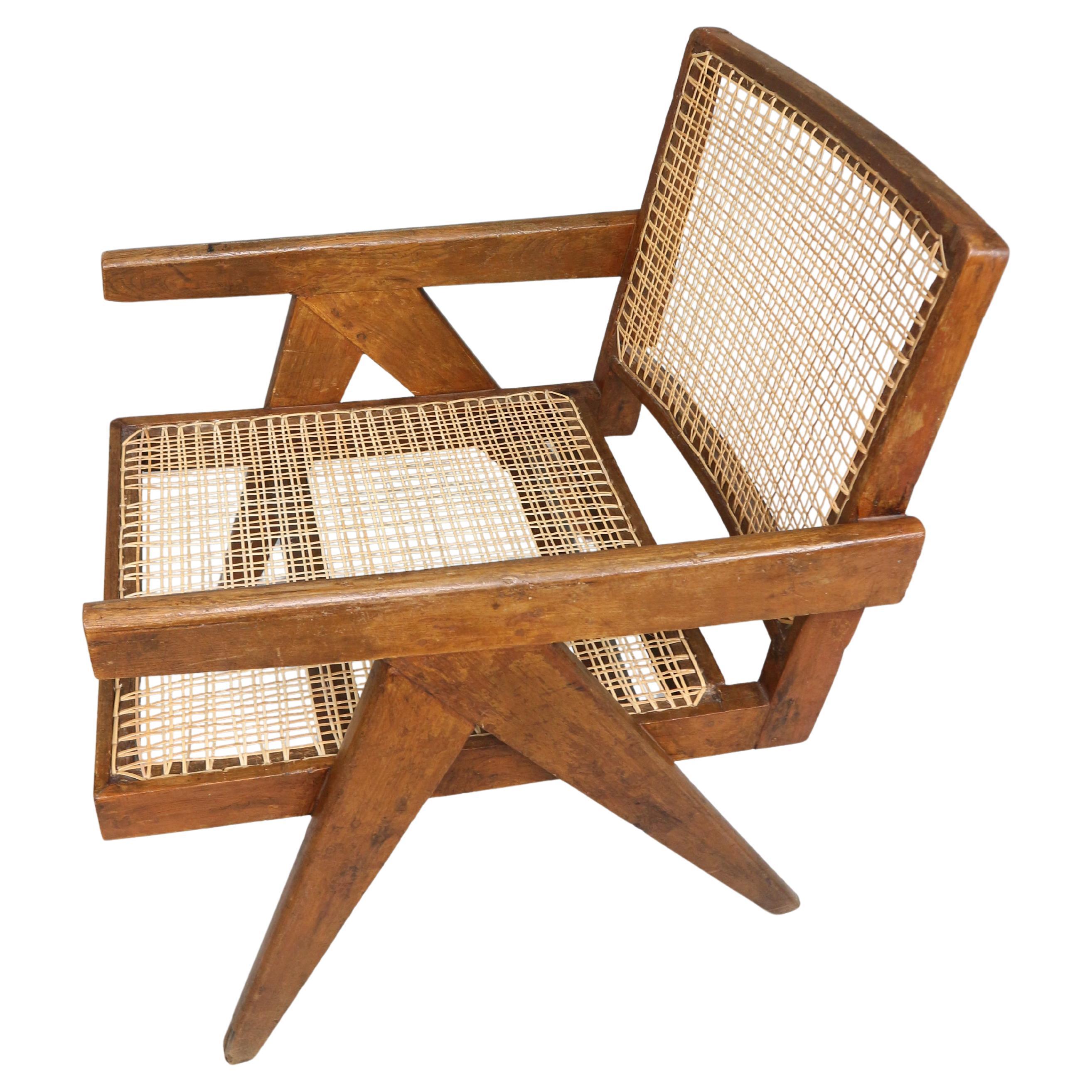 Pierre Jeanneret PJ-SI-29-A Easy Cane Chair / Authentique Mid-Century Modern 1950s en vente