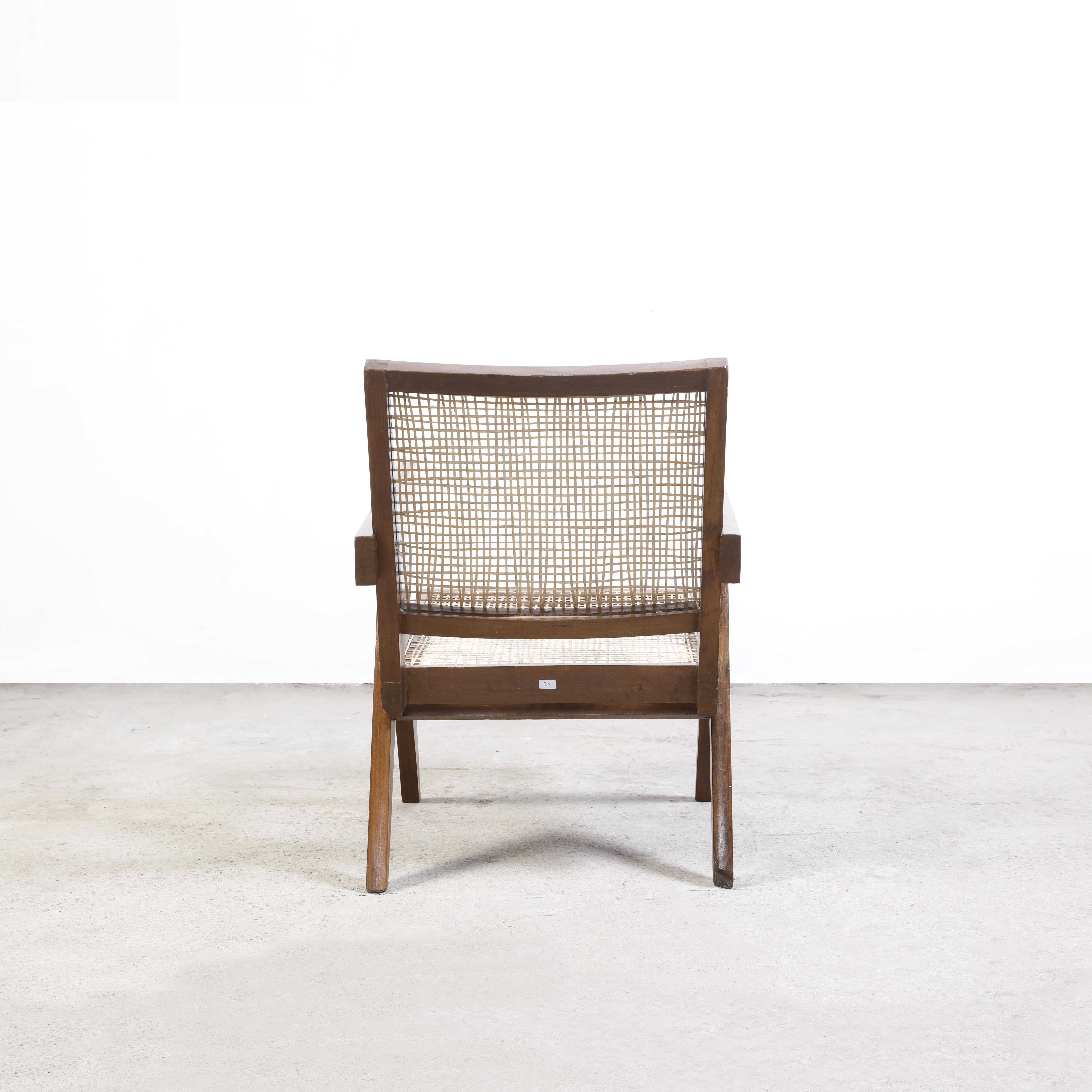 Mid-Century Modern Pierre Jeanneret PJ-SI-29-A Pair Easy Chairs / Authentic Mid-Century Chandigarh For Sale