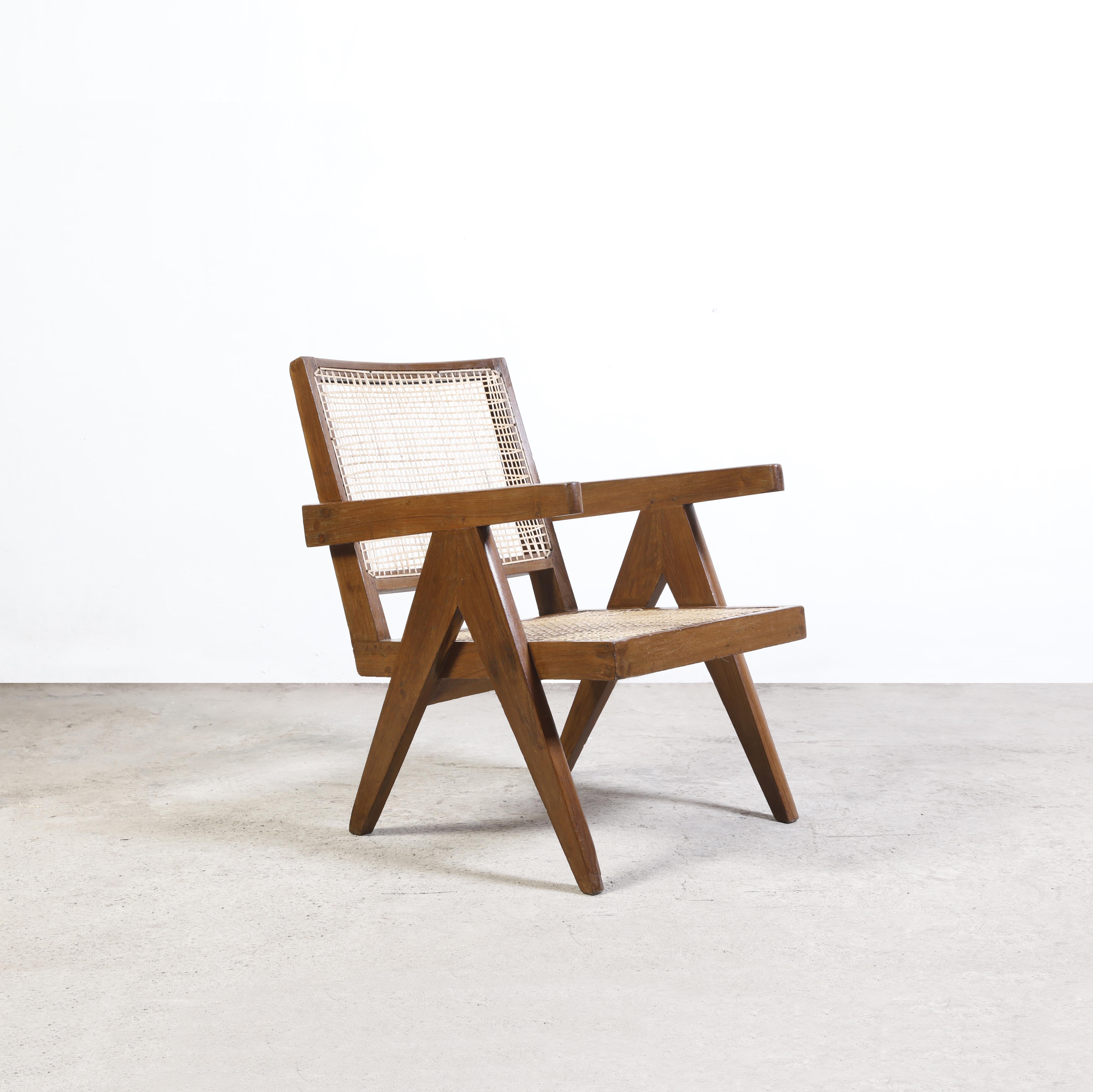 Pierre Jeanneret PJ-SI-29-A Pair Easy Chairs / Authentic Mid-Century Chandigarh In Good Condition For Sale In Zürich, CH