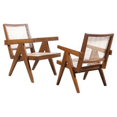 Pierre Jeanneret PJ-SI-29-A Pair Easy Chairs / Authentic Mid-Century Chandigarh