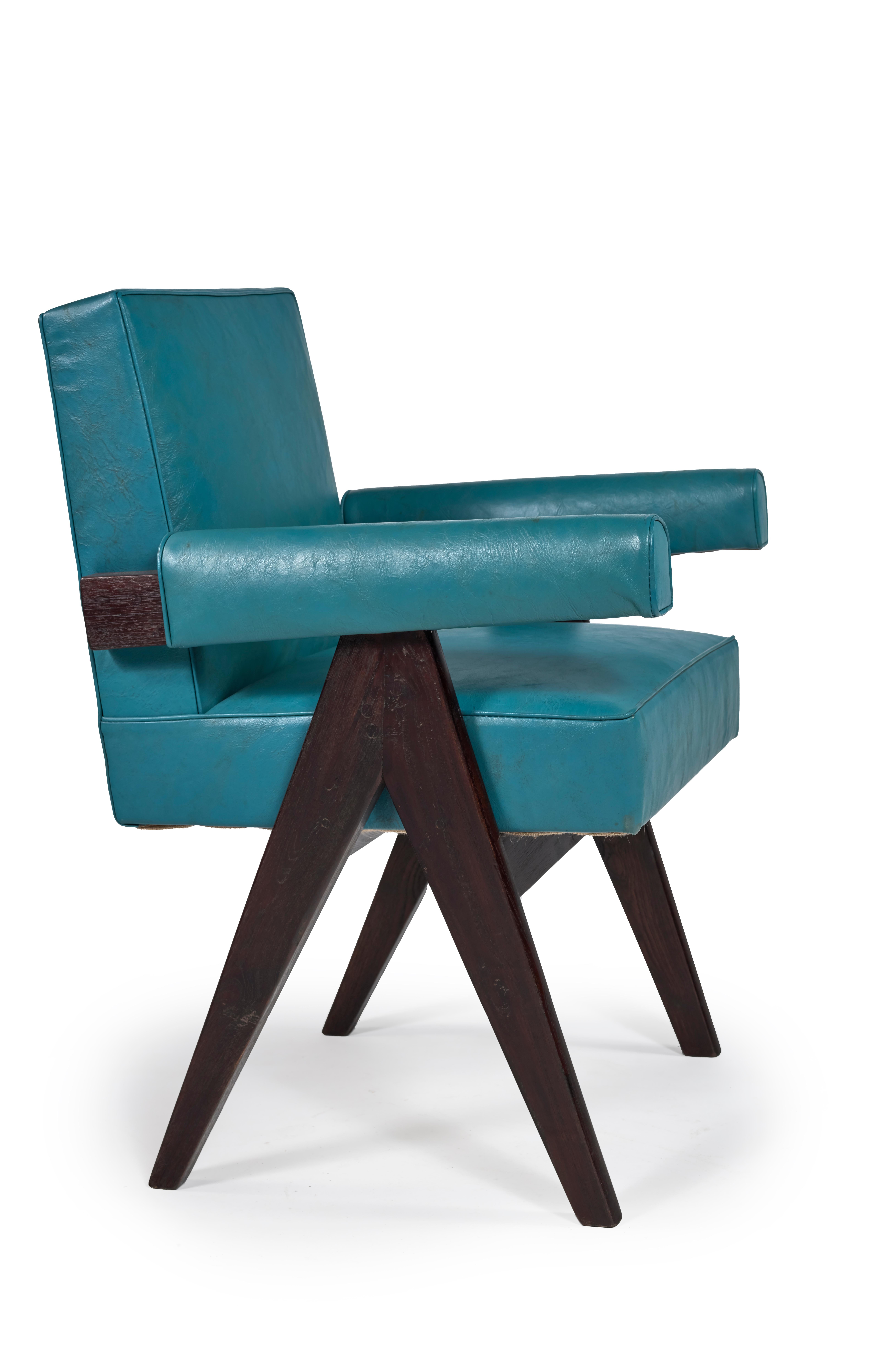 Pierre Jeanneret
PJ-SI-30-C
Committee Armchair, circa 1955.
Solid teak. Leather.
Various administrative buildings. Chandigarh India
Important : vintage collector's item for sale with guaranteed authenticity. 


Bibliography:
Eric