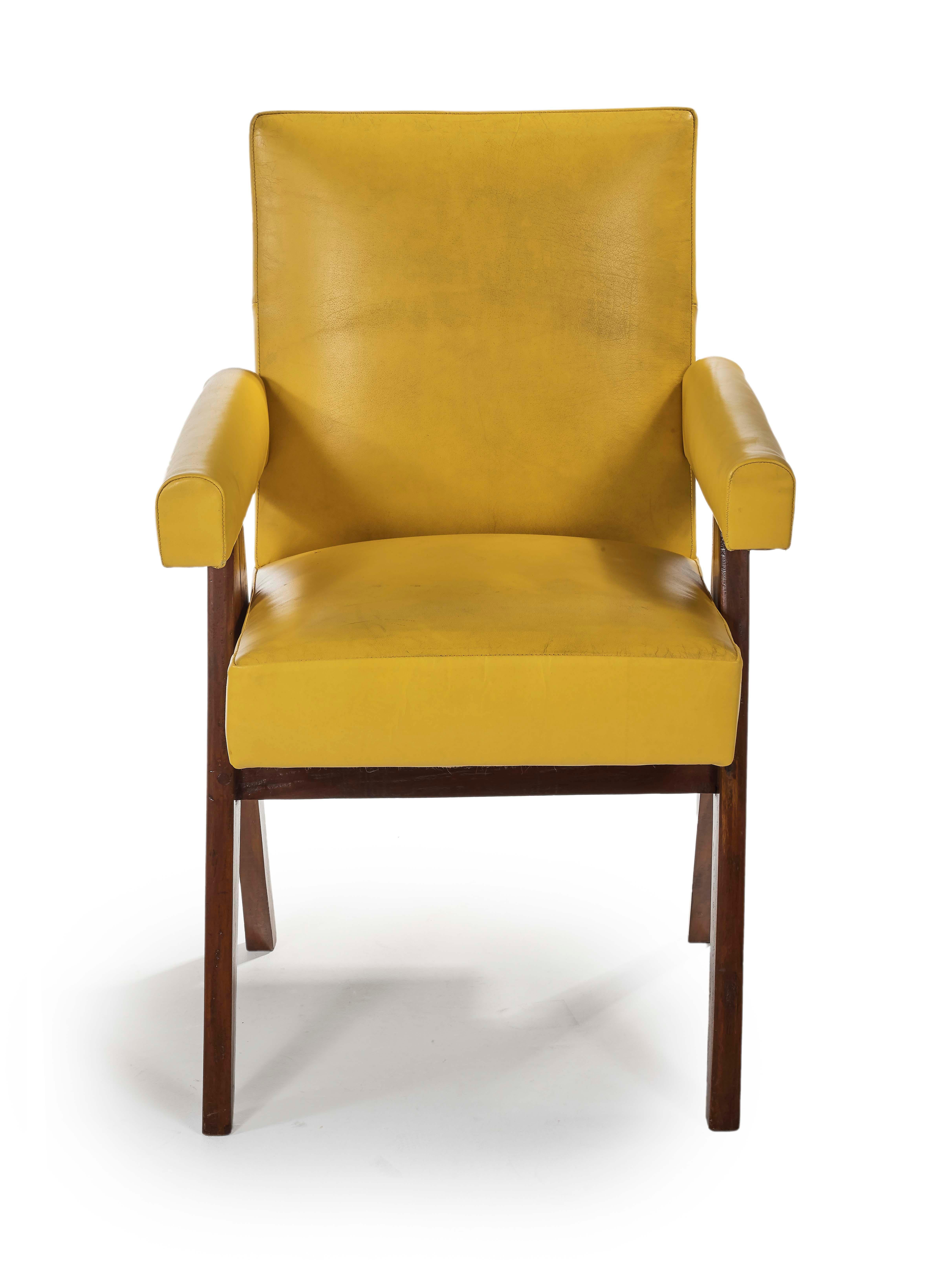 Pierre Jeanneret
PJ-SI-30-C
Committee Armchair, circa 1955.
Solid teak. Vintage leather.
Original condition, marks, patina.
Various administrative buildings. Chandigarh India
Important : vintage collector's item for sale with guaranteed