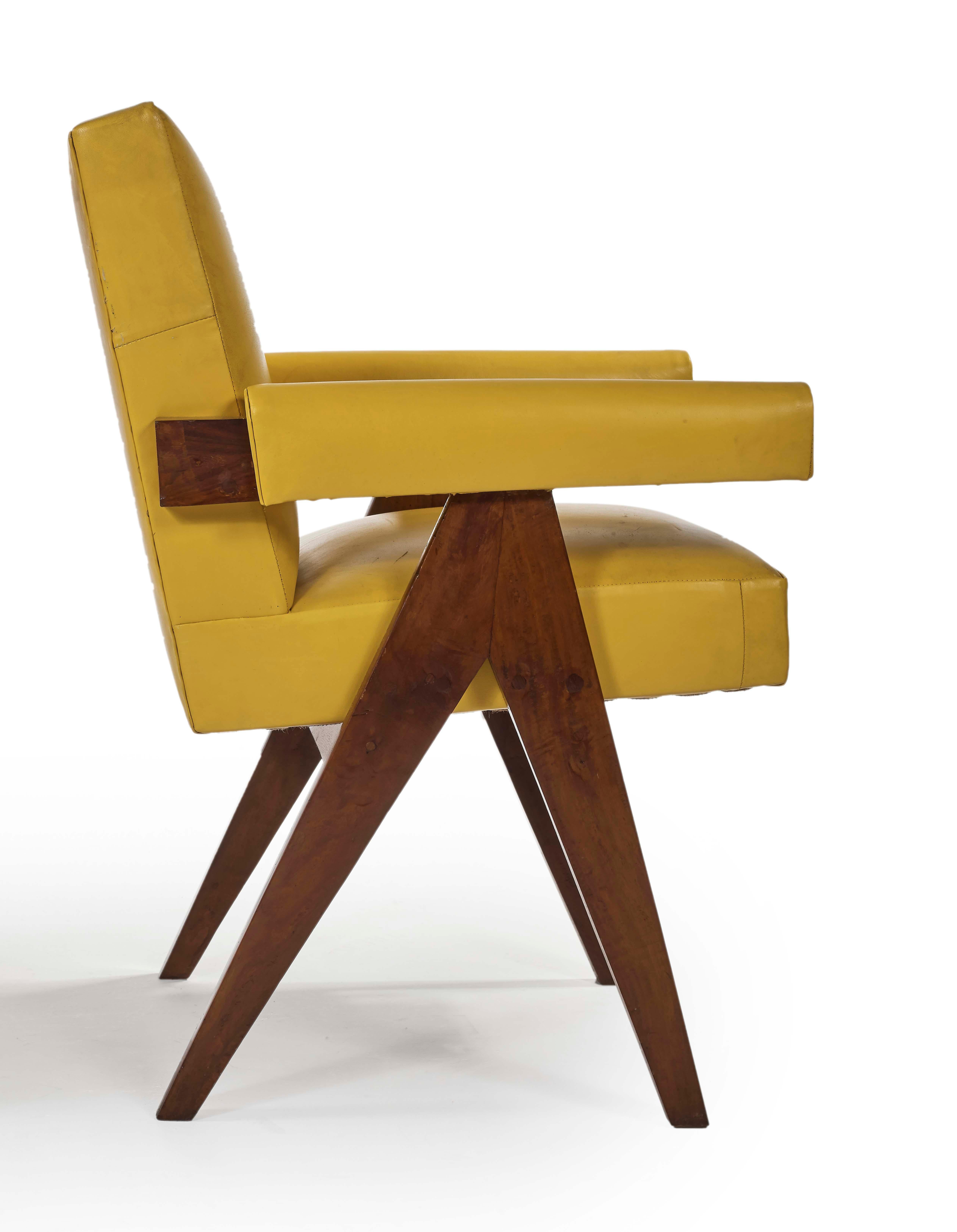 Pierre Jeanneret, PJ-SI-30-C, Committee Armchair, Chandigarh, circa 1955 In Fair Condition For Sale In Paris, FR