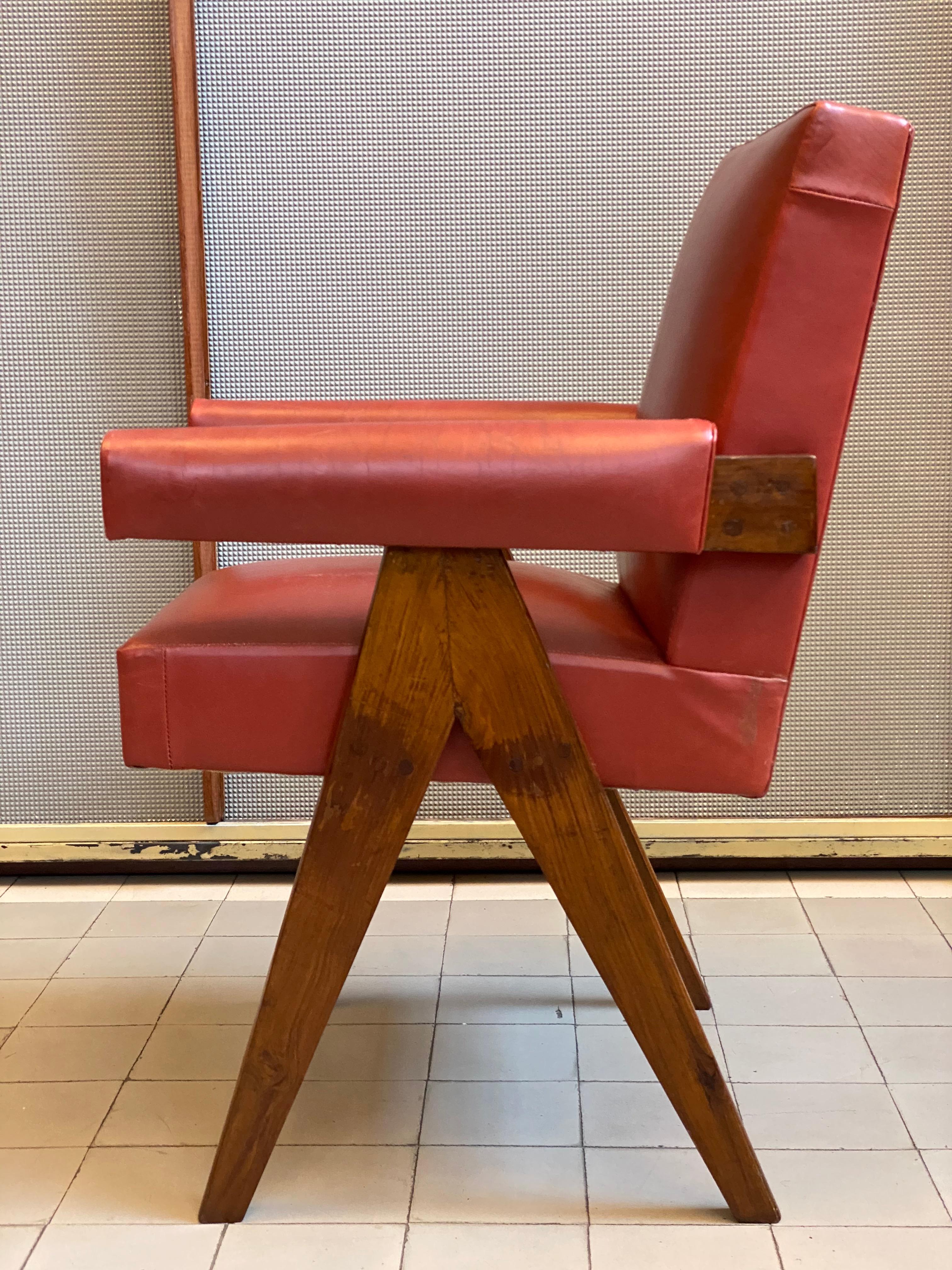 Pierre Jeanneret, PJ-SI-30-C, Sillón de comité, Chandigarh, hacia 1955 en Bastante bueno estado para la venta en Paris, FR