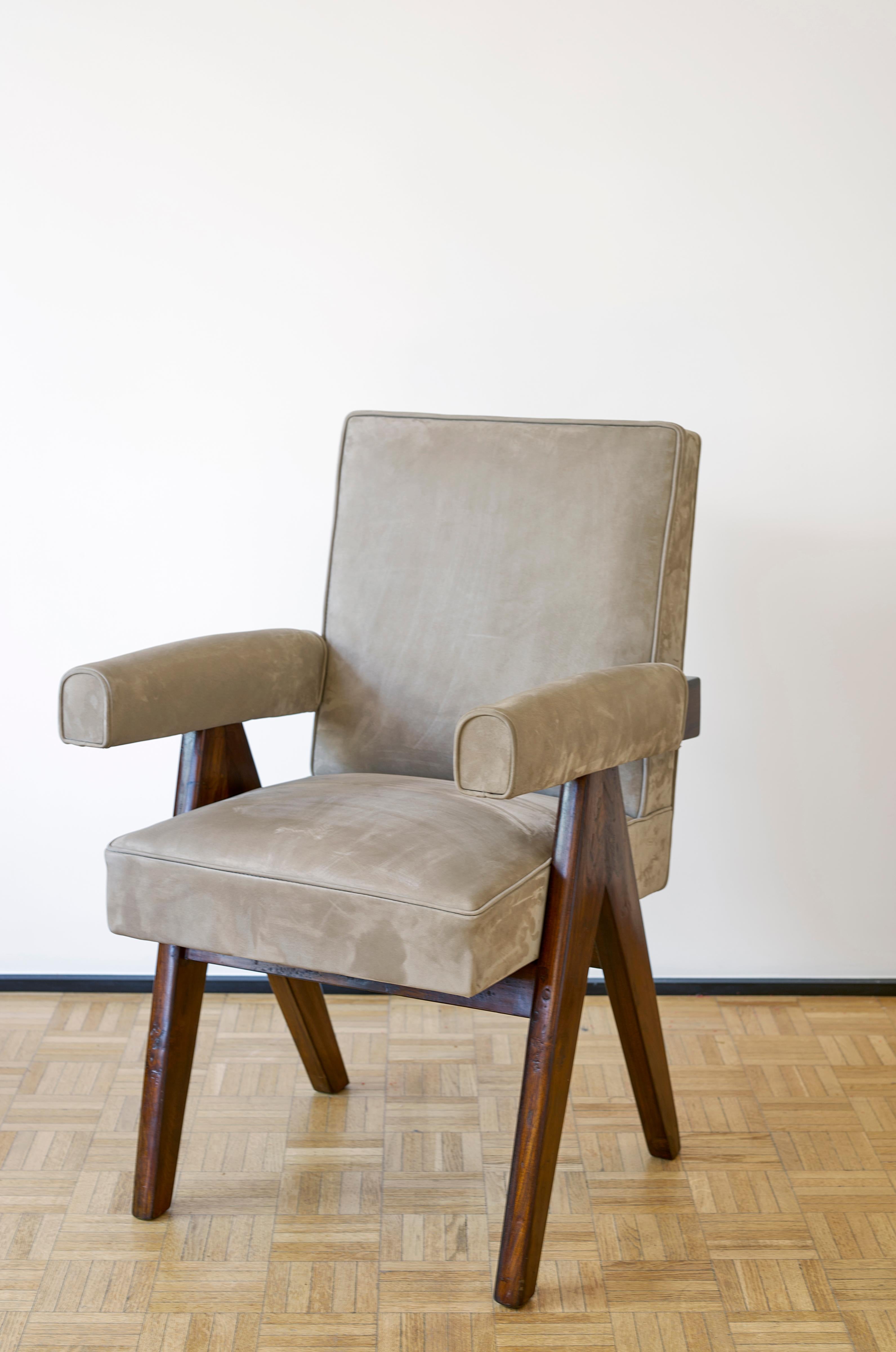 Leather Pierre Jeanneret, PJ-SI-30-C, Committee Armchair, Chandigarh, circa 1955 For Sale