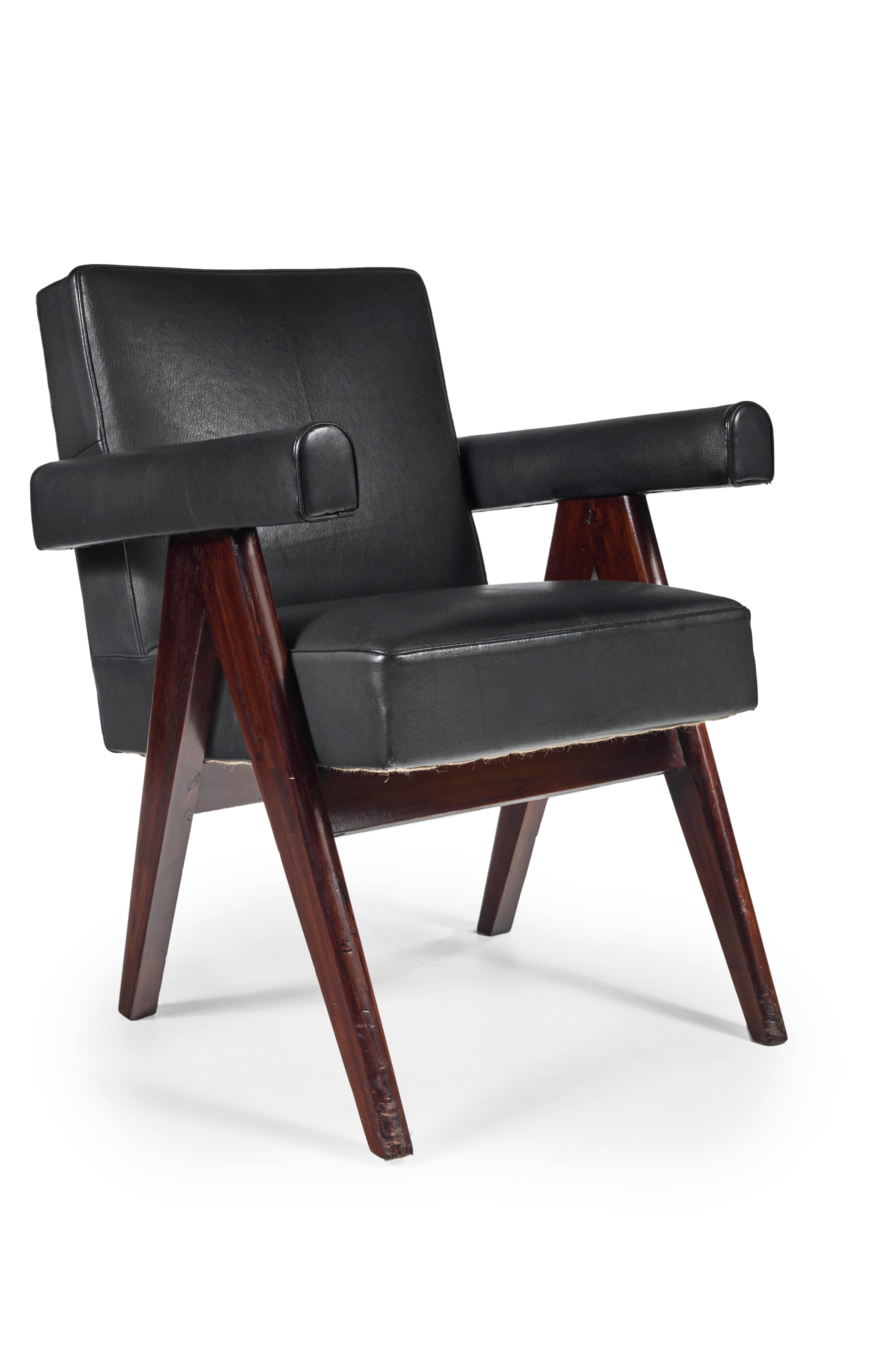 Pierre Jeanneret, PJ-SI-30-D, Sillón de Comité, Chandigarh, C. 1955 Cuero en venta