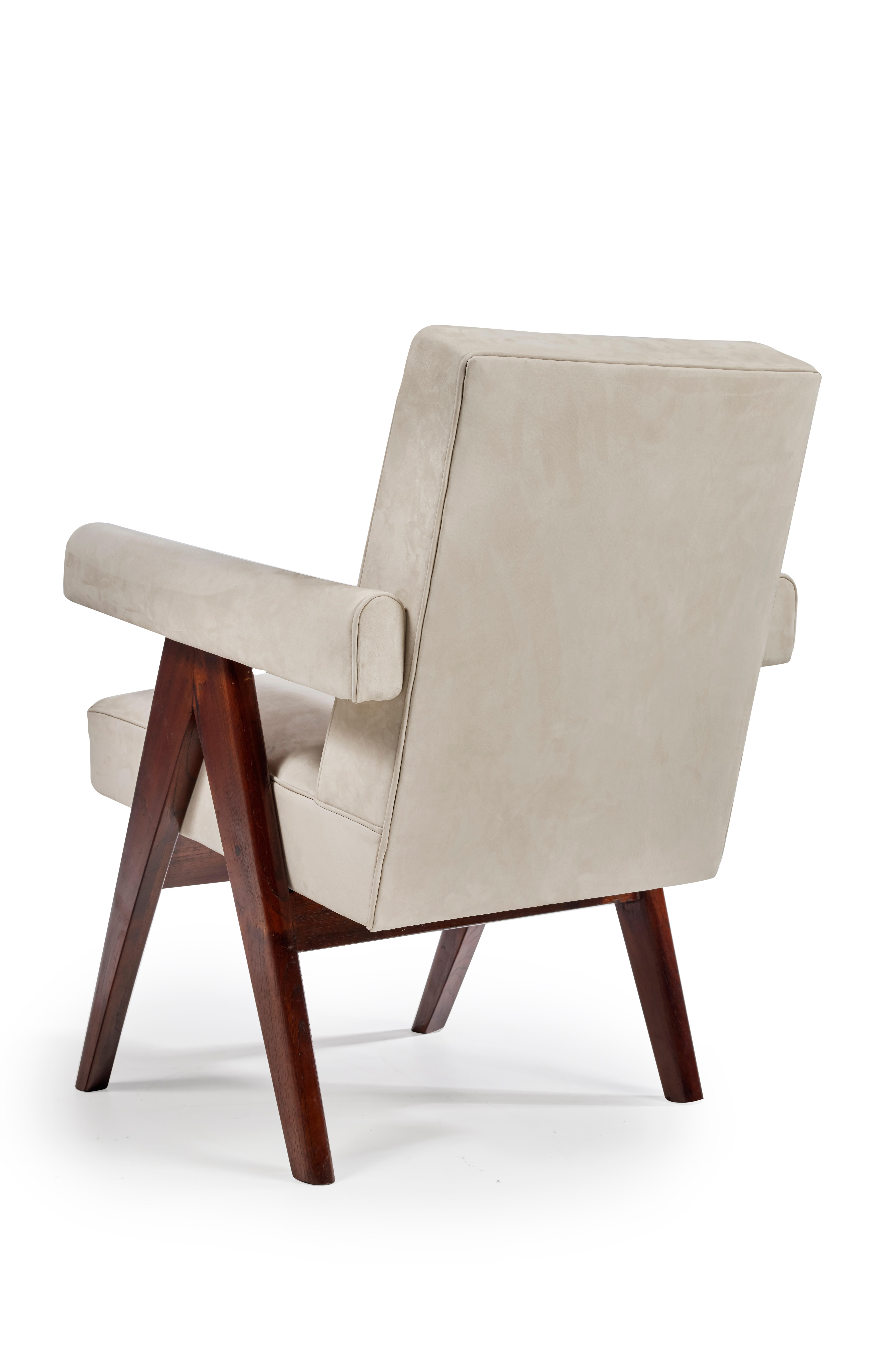 Leather Pierre Jeanneret, PJ-SI-30-D, Committee Armchair, Chandigarh, circa 1955