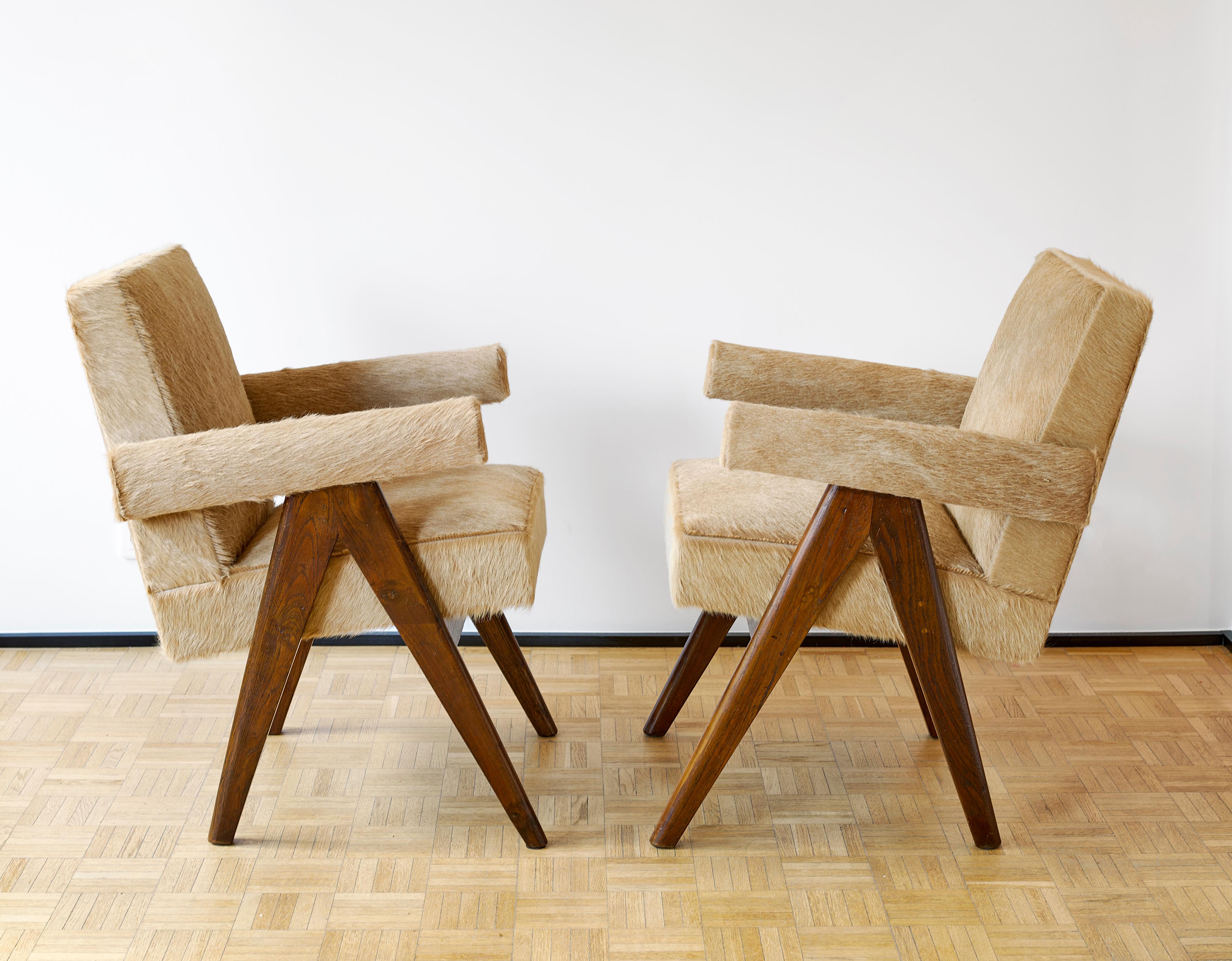 Indian Pierre Jeanneret, PJ-SI-30-D, Committee Armchairs, A Pair, Chandigarh, C. 1955