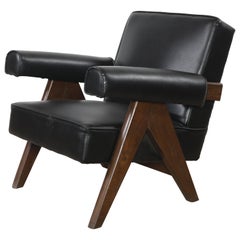 Pierre Jeanneret PJ-SI-32-A Seltener gepolsterter Easy Chair / Authentic MId-Century