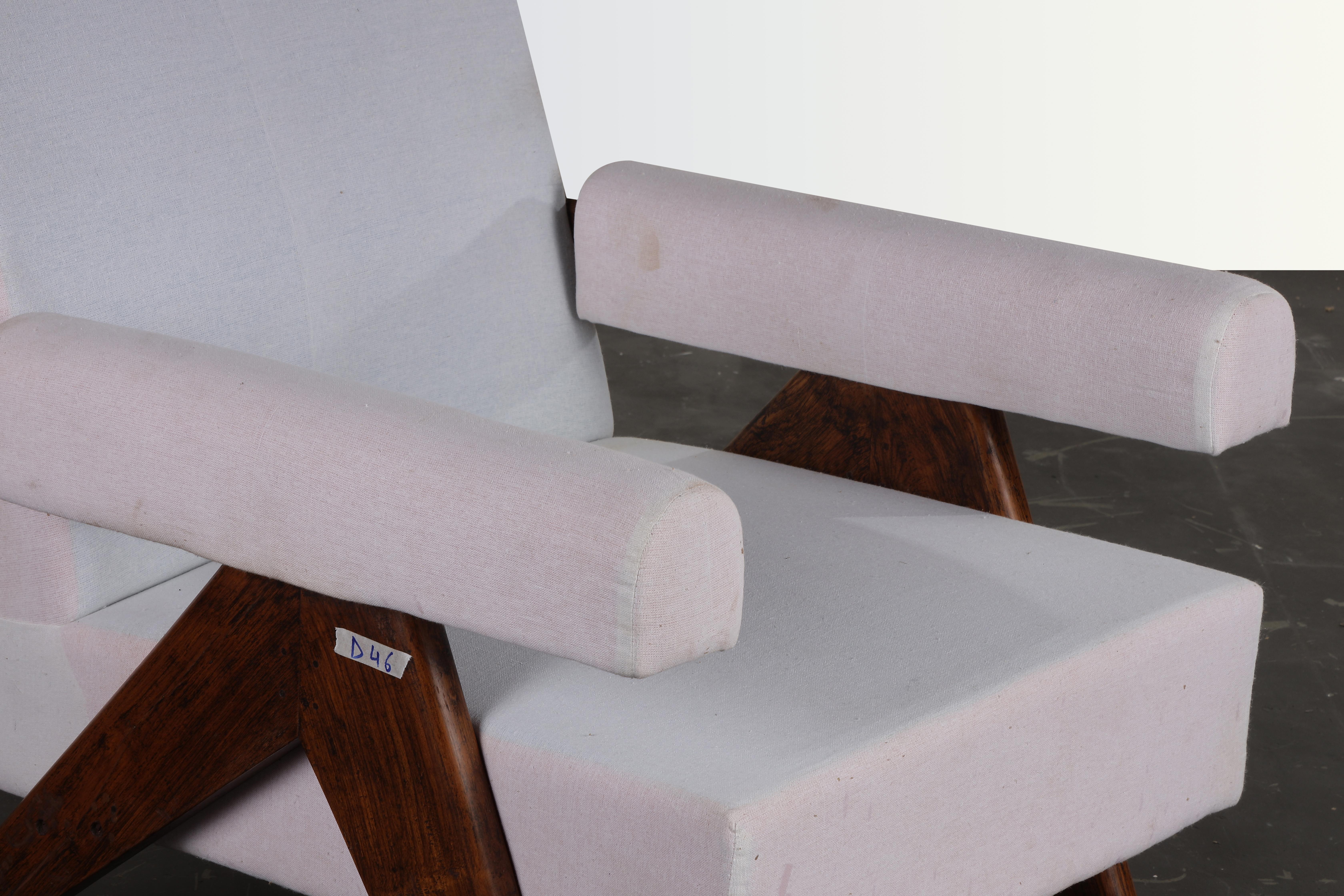 Pierre Jeanneret PJ-SI-32-A Sofá Silla / Auténtico Moderno de Mediados de Siglo Tapicería en venta