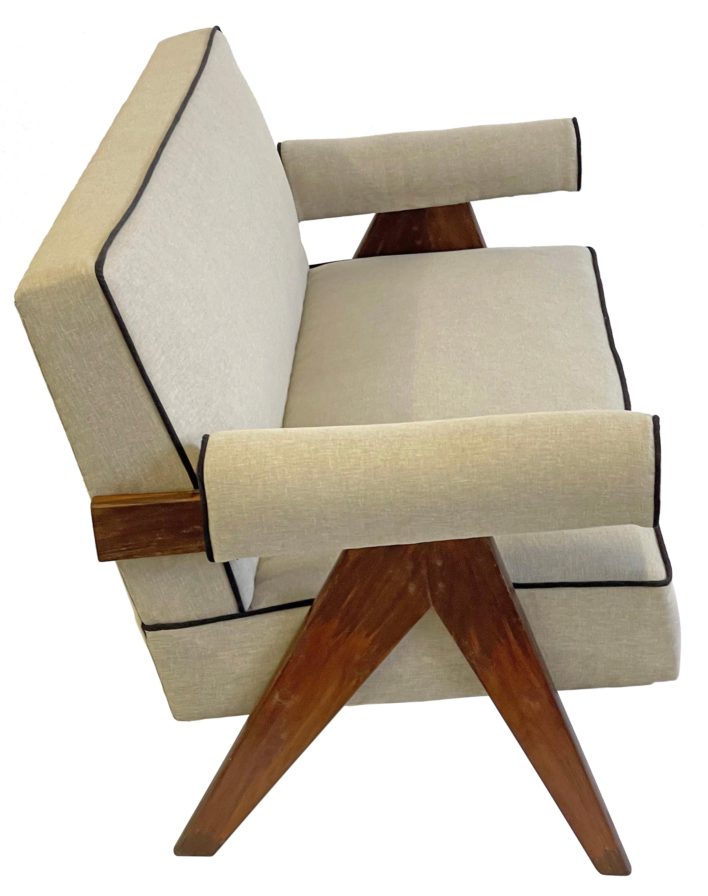 Mid-Century Modern Pierre Jeanneret PJ-SI-32-B Upholstered Sofa