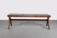 Pierre Jeanneret PJ-SI-33-C Cane Bench / Authentic Mid-Century Modern