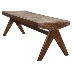 Pierre Jeanneret PJ-SI-33-C Cane Bench / Authentic Mid-Century Modern